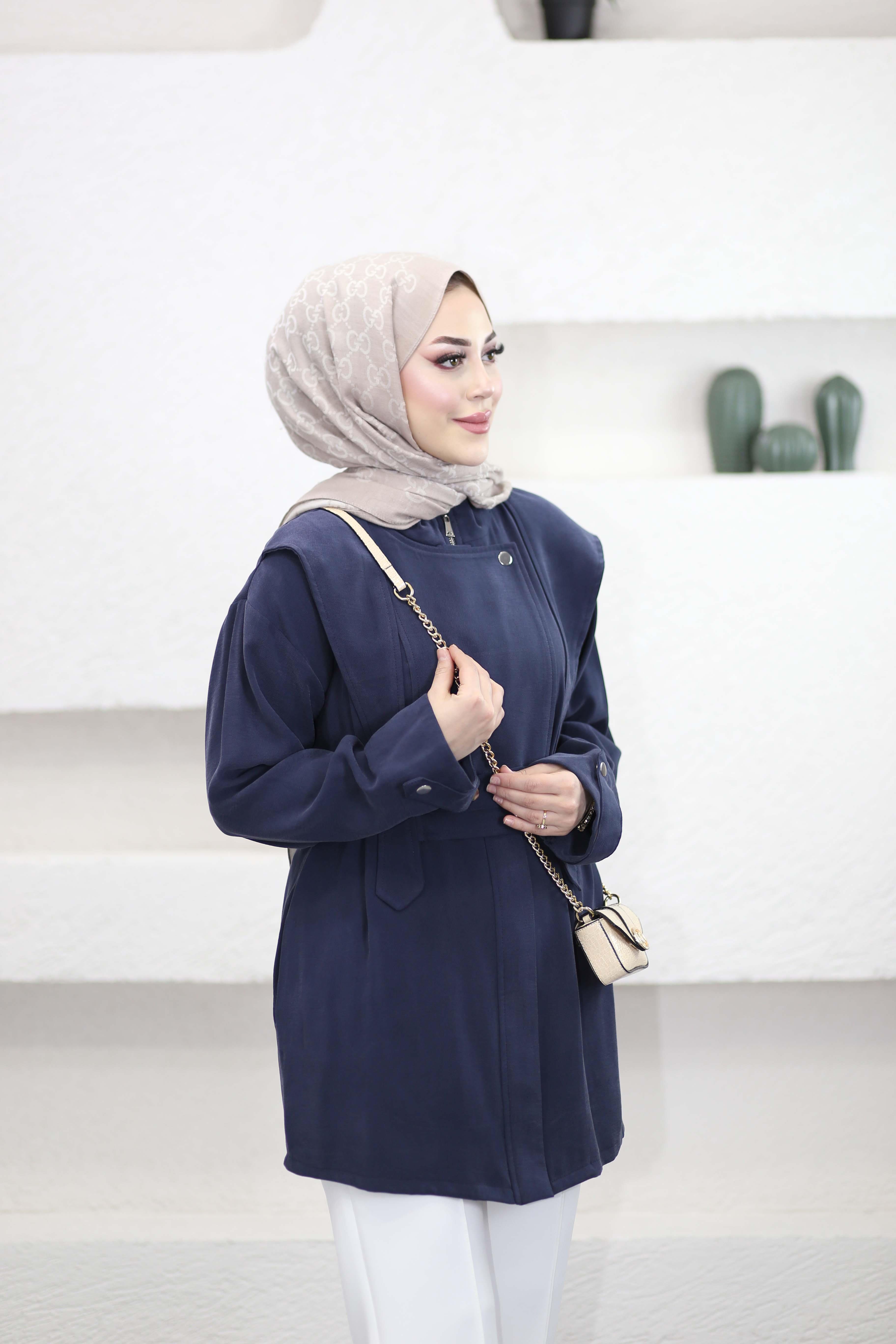 Fermuar Üstü Kapamalı Kap Lacivert 4487