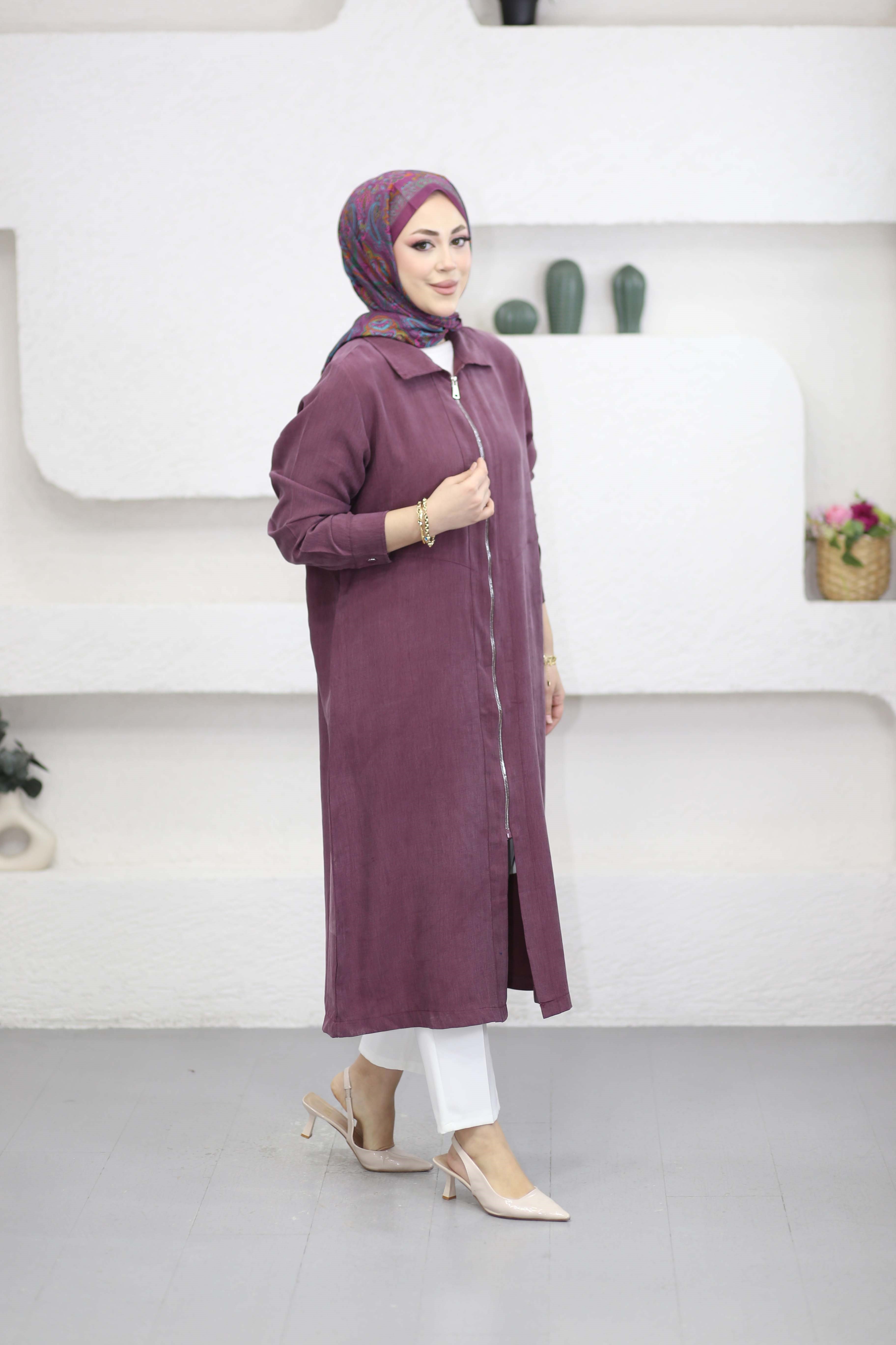 Tam Boy Fermuarlı Kap Mürdüm 5674