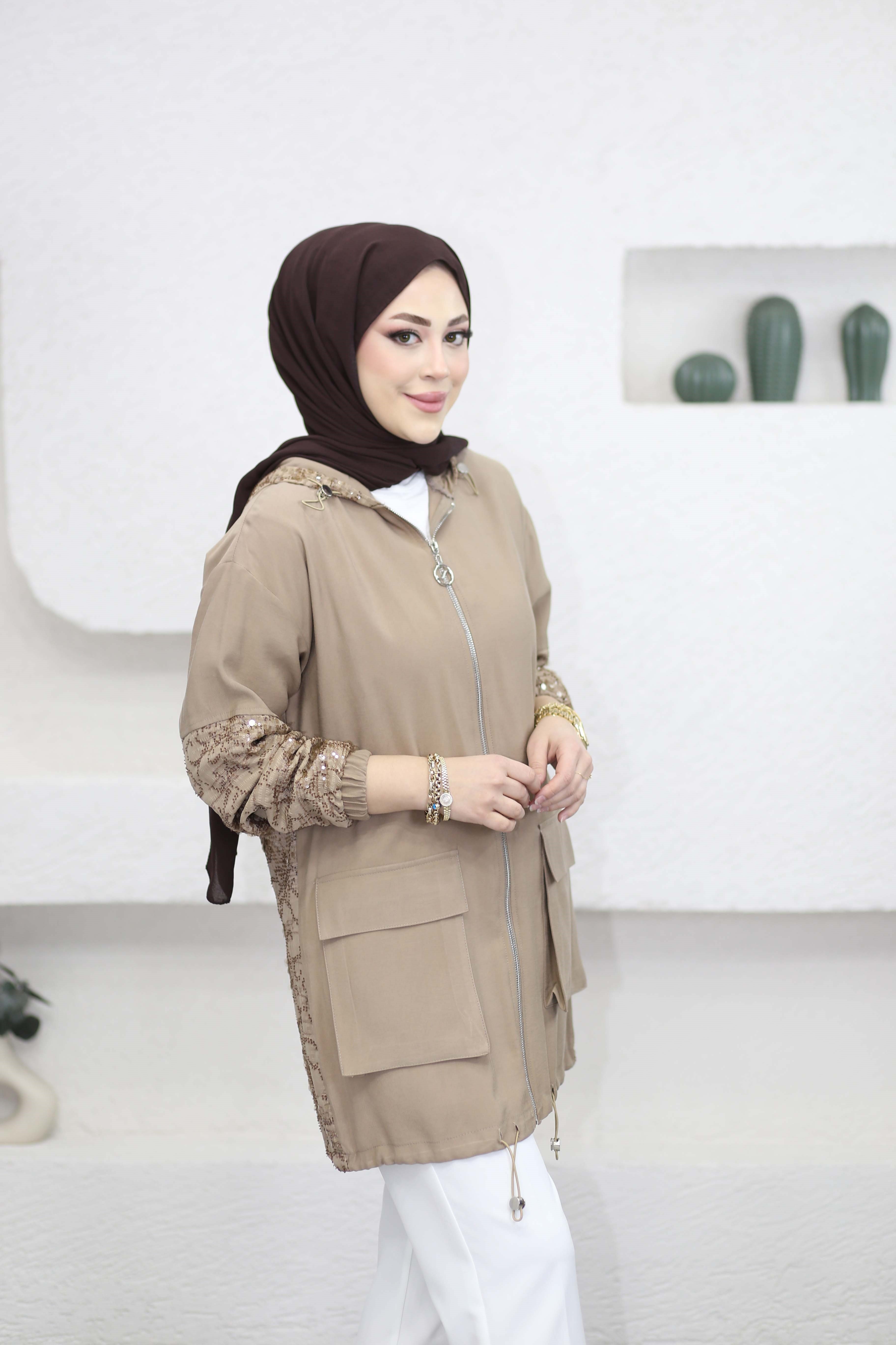 Payet Detaylı Kap Camel 1532