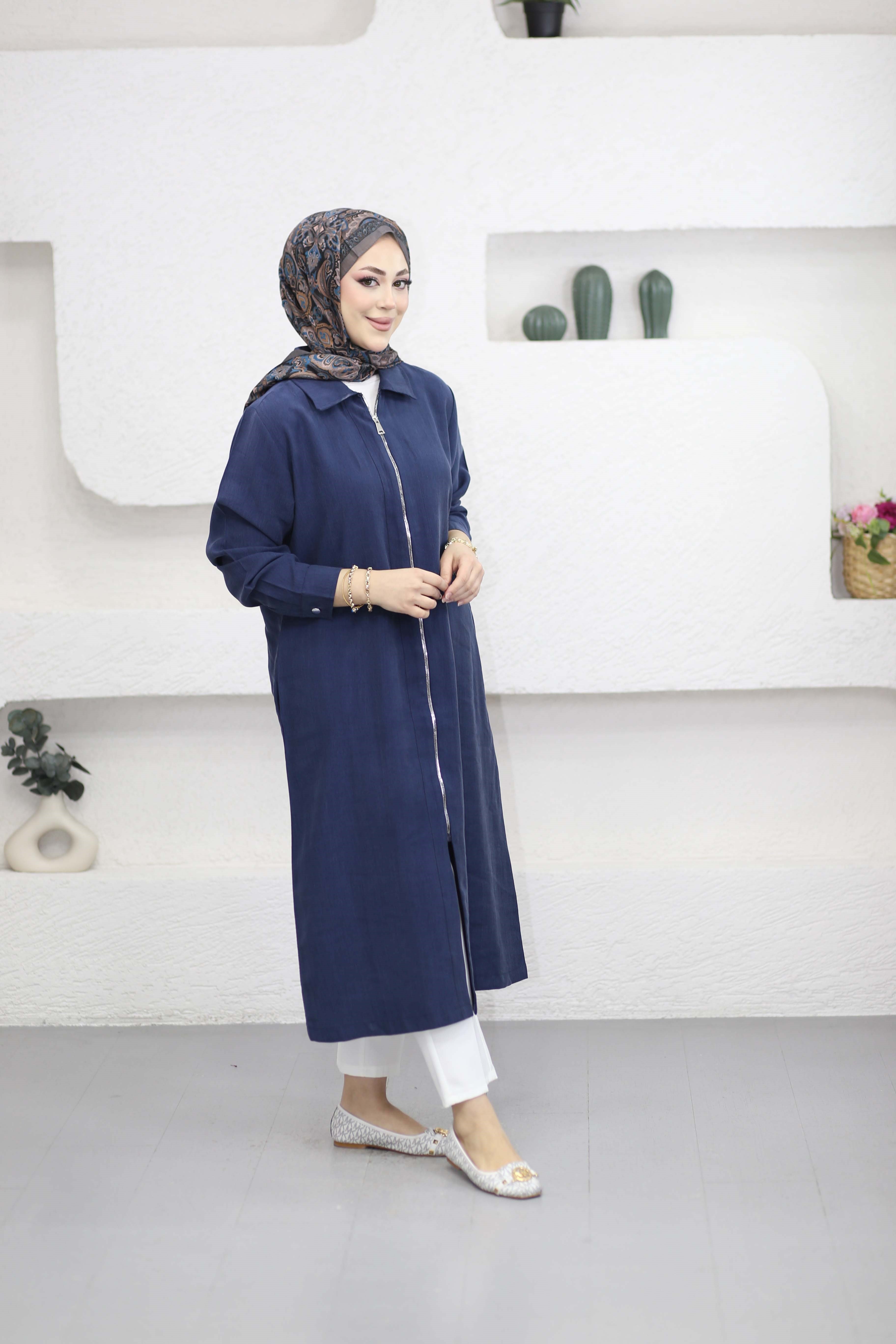 Tam Boy Fermuarlı Kap Lacivert 5674