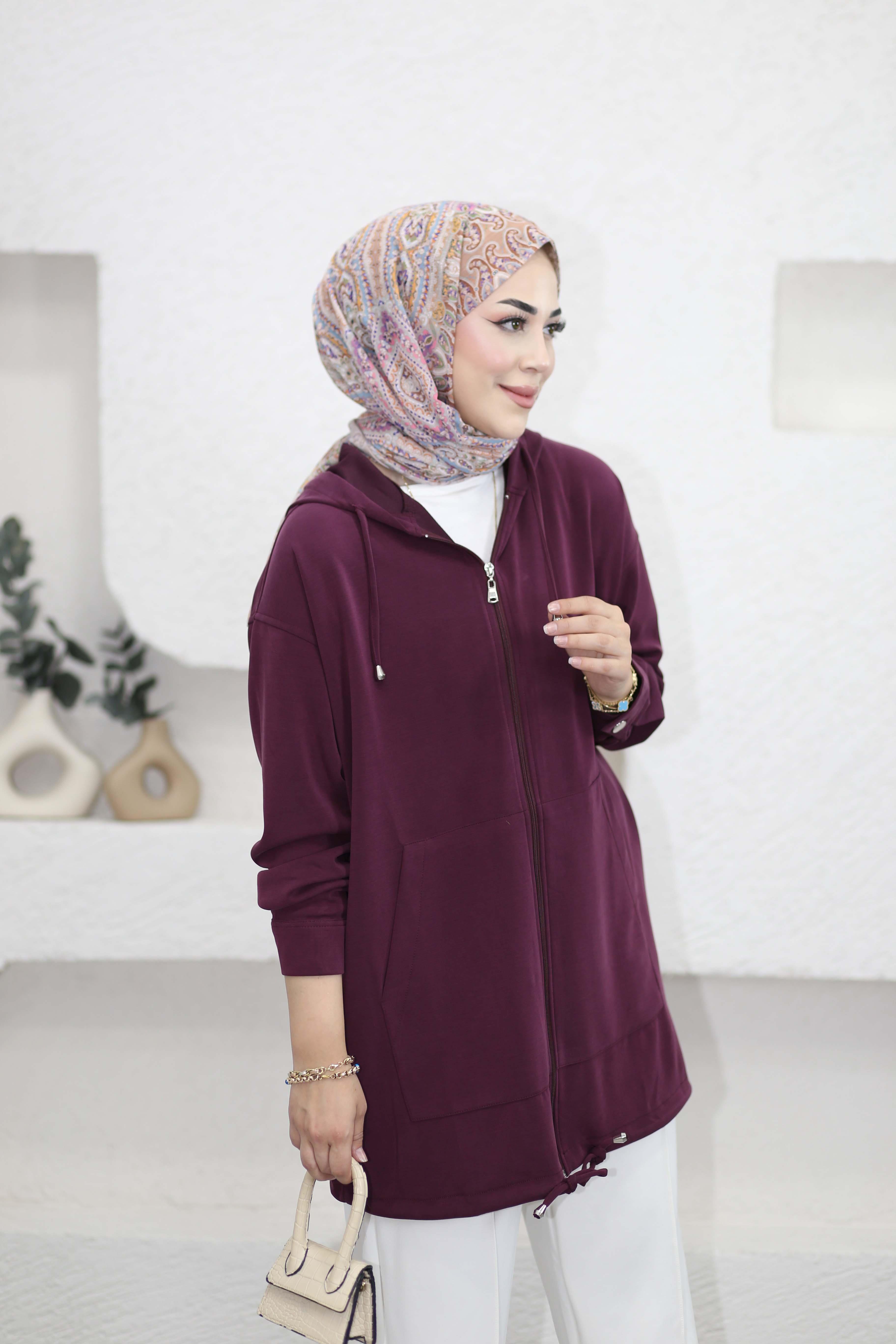 Kanguru Cep Fermuarlı Kap Bordo 4416
