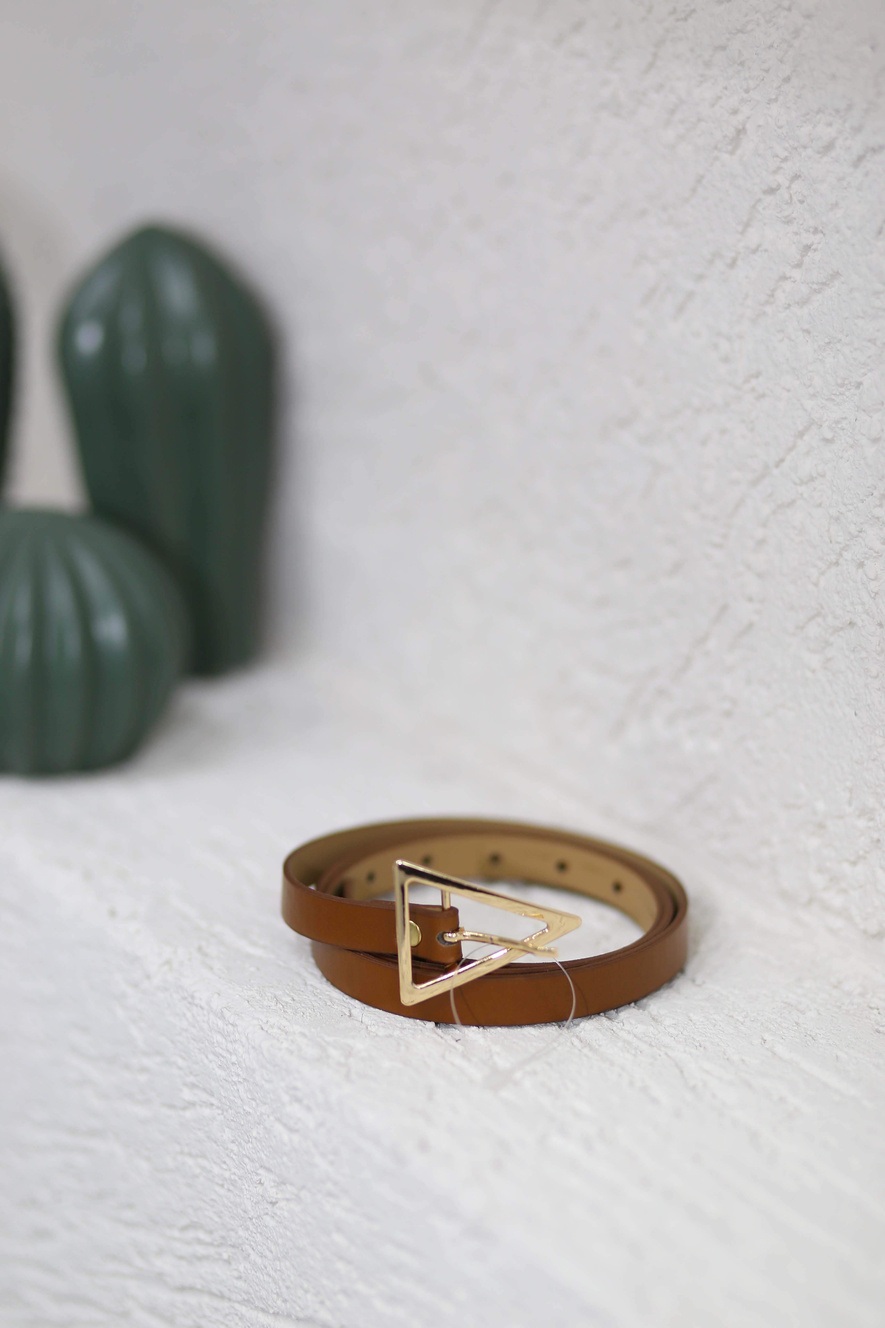 Üçgen Tokalı Kemer Taba KMR03