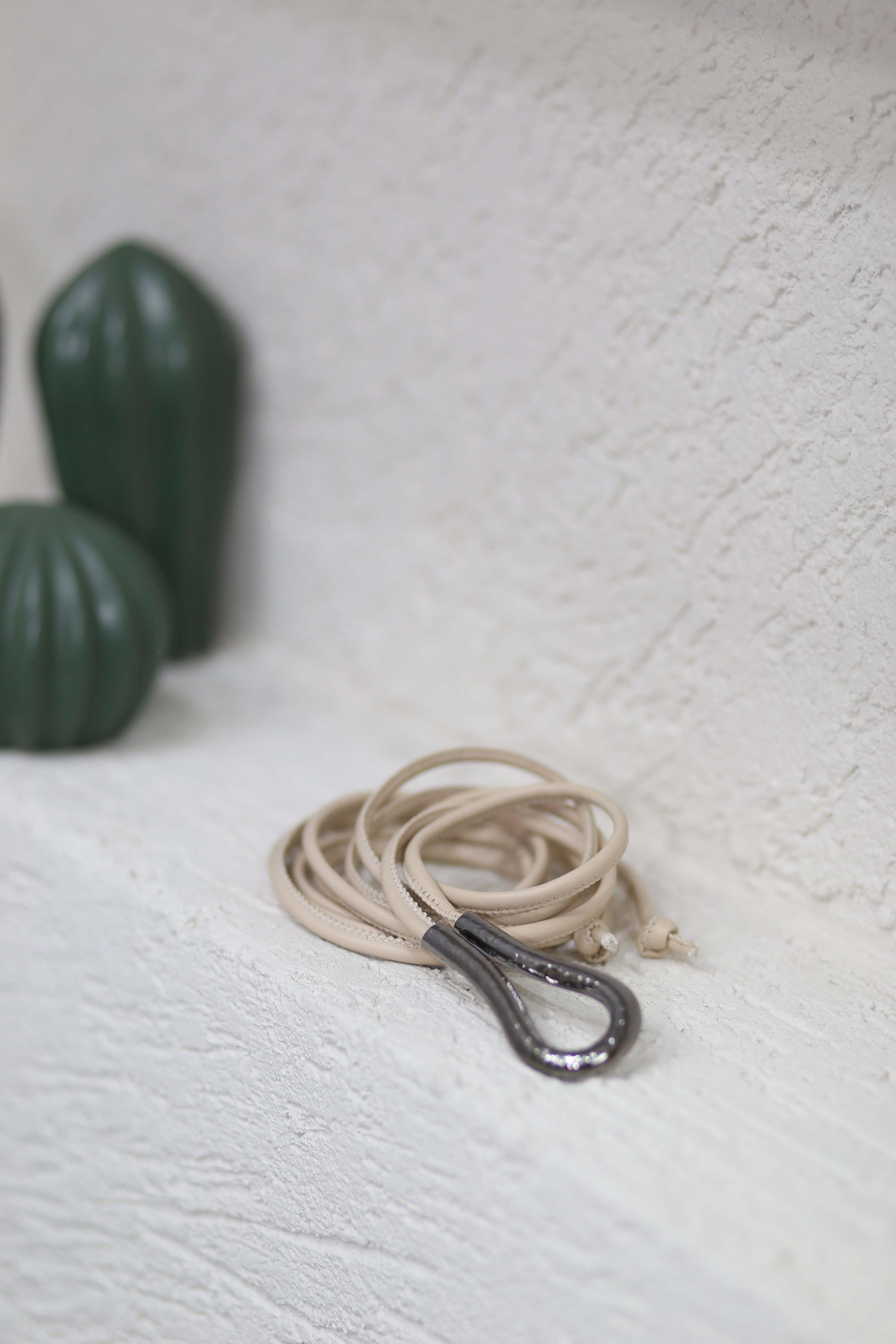 İpli Deri Kemer Bej KMR07