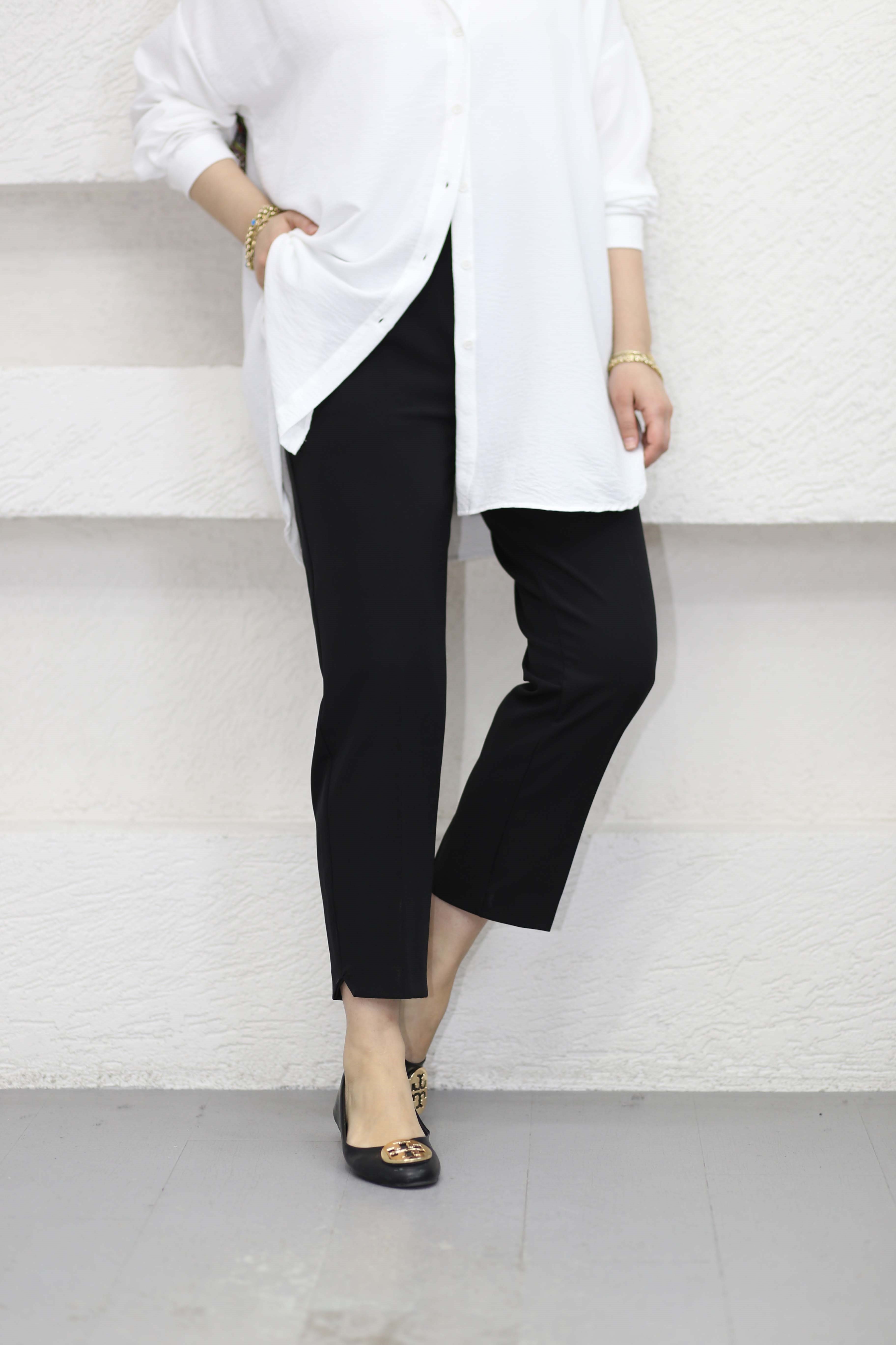 Yırtmaçlı Kalem Pantolon Siyah 1591