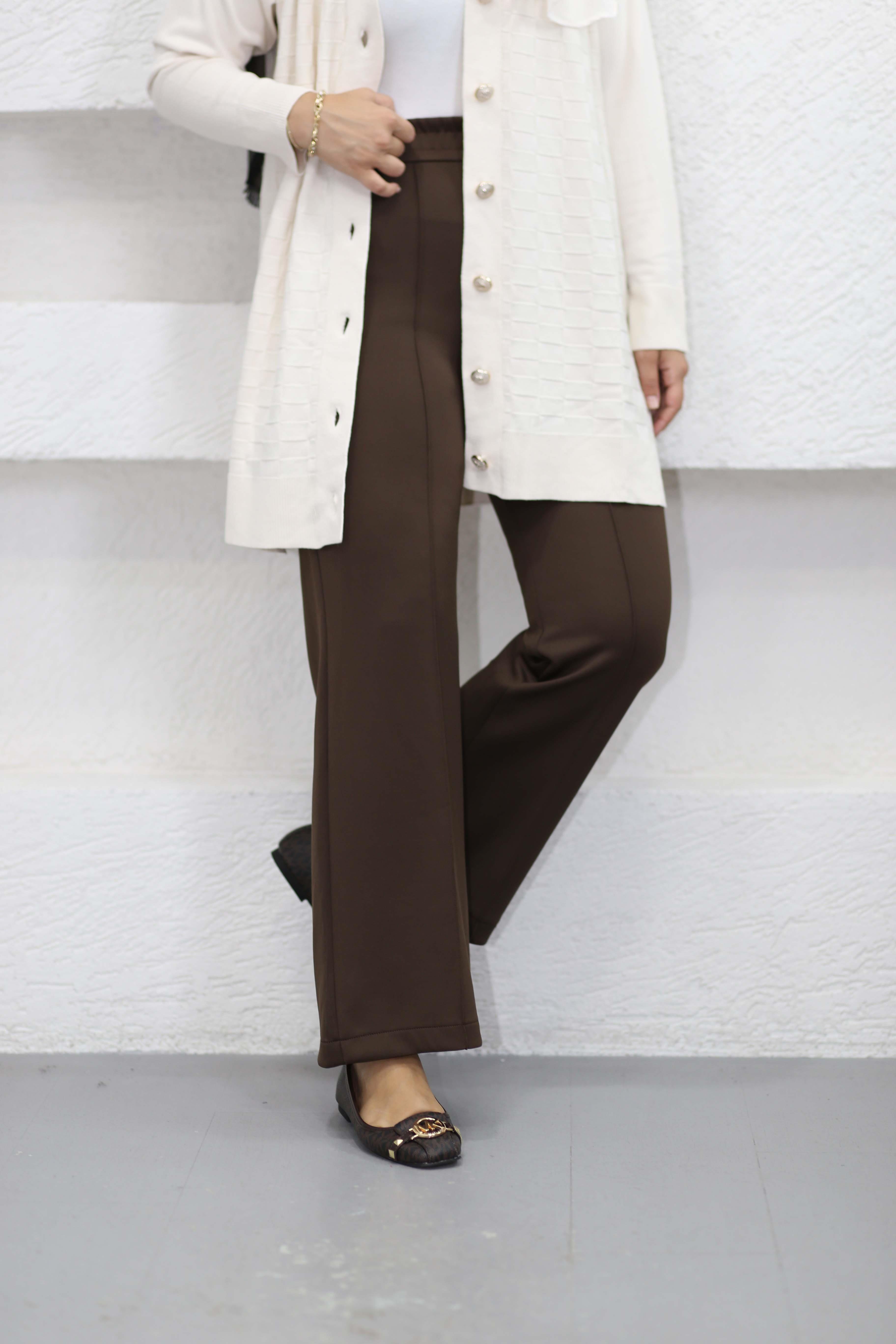 İspanyol Scuba Pantolon Kahverengi 26015