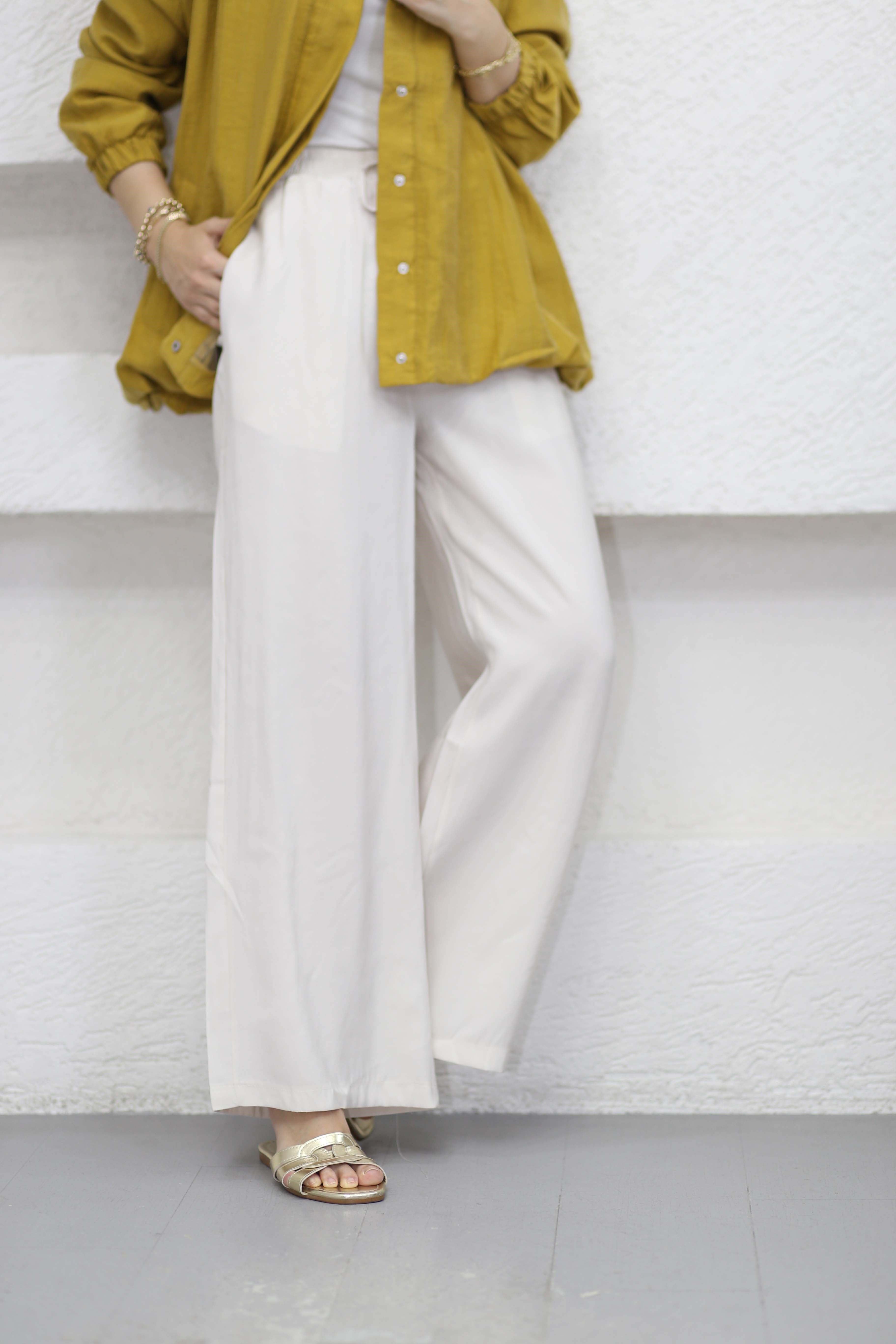 Bol Paça Tencel Pantolon Bej 26092