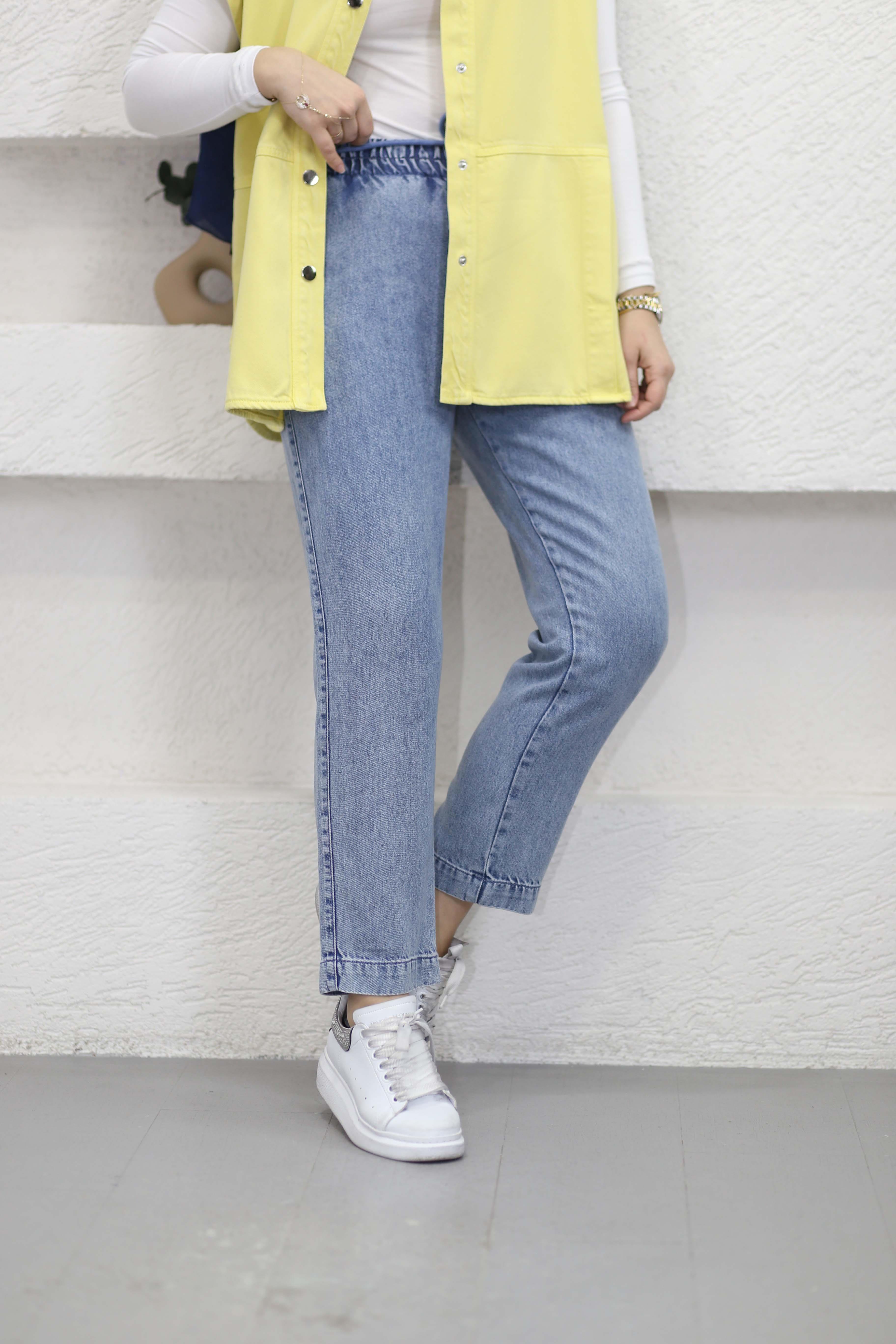 Havuç Tencel Pantolon Açık Mavi 2803