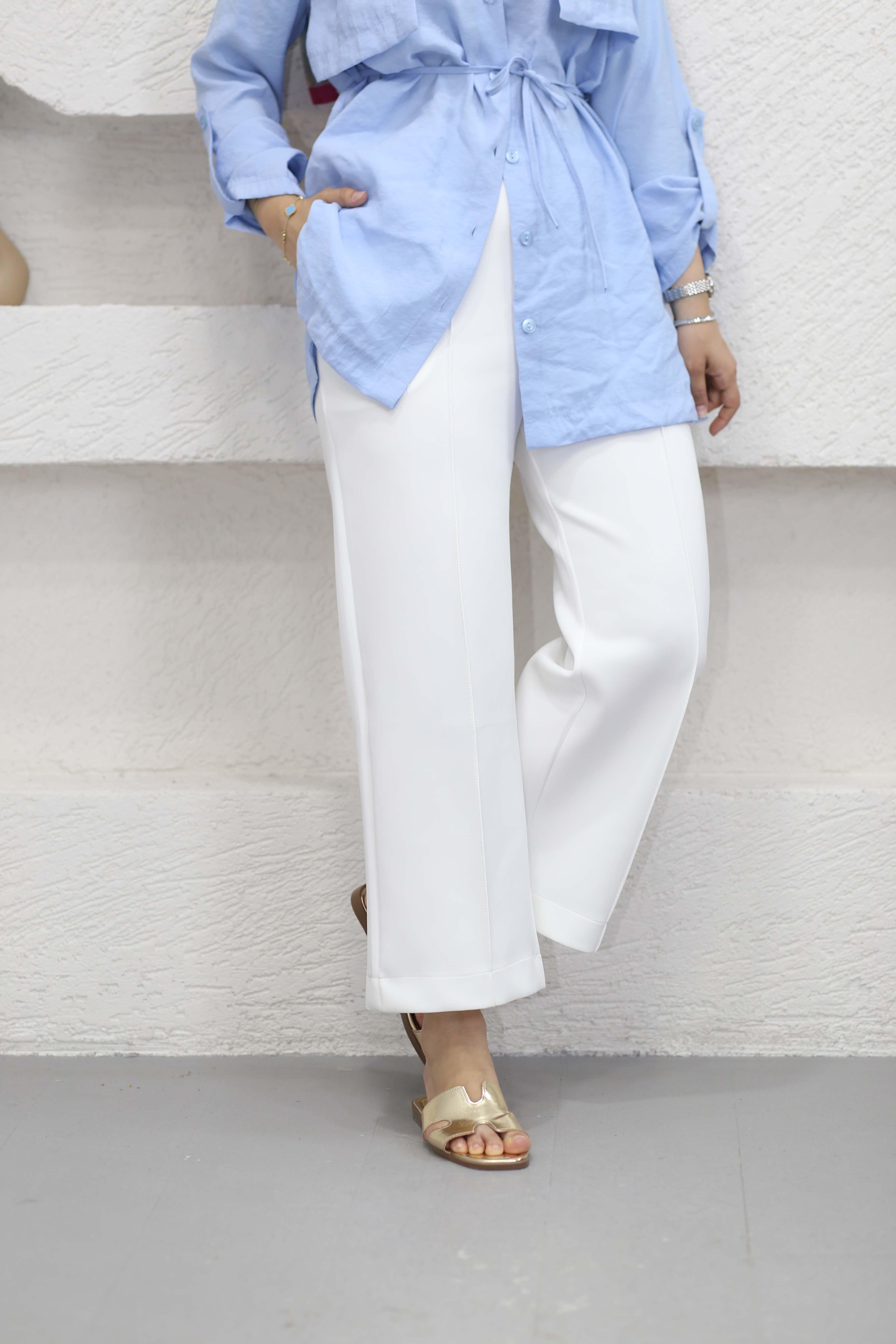 Çimalı Boru Pantolon Beyaz 205