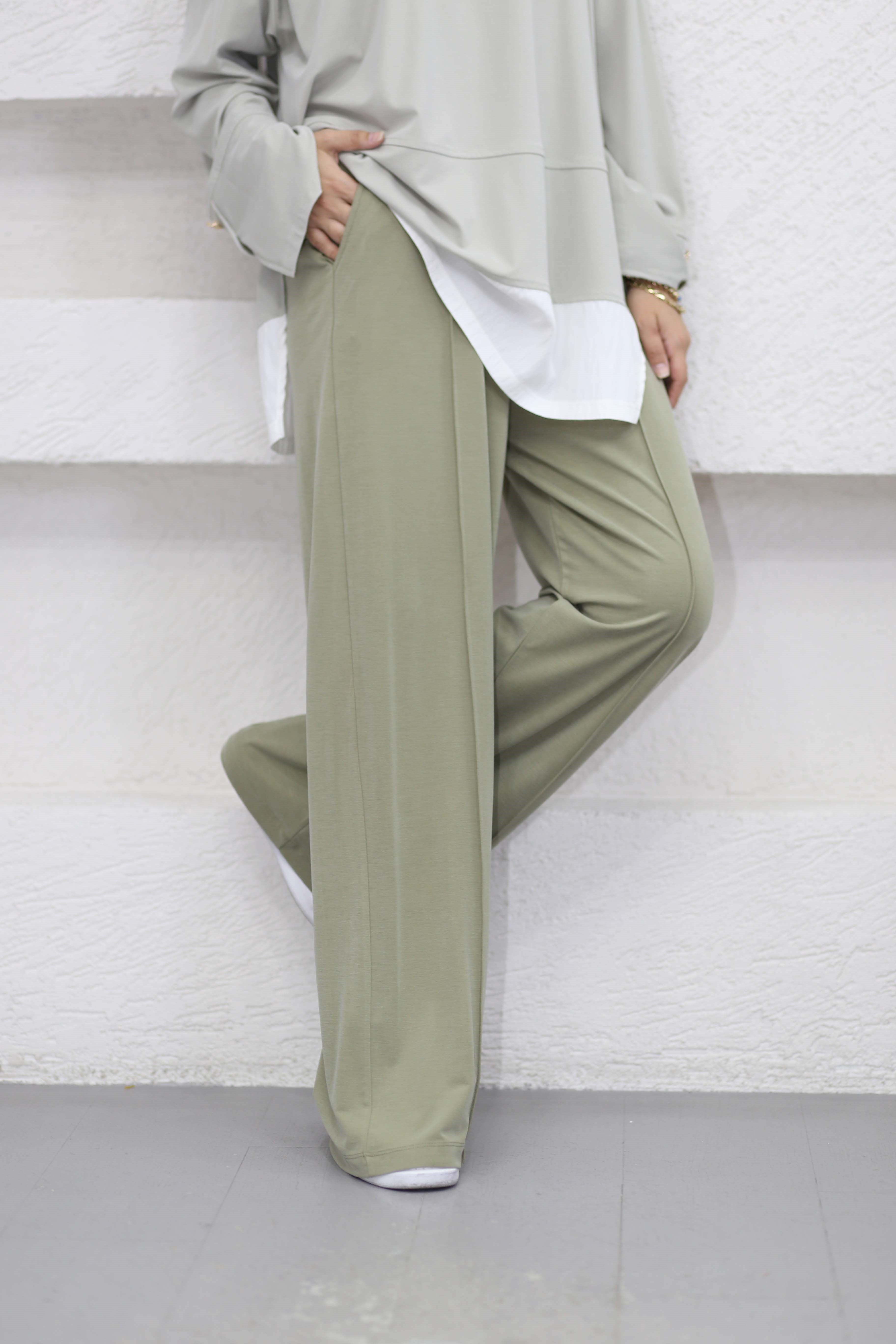 Modal Palazzo Pantolon Çağla Yeşili 37288