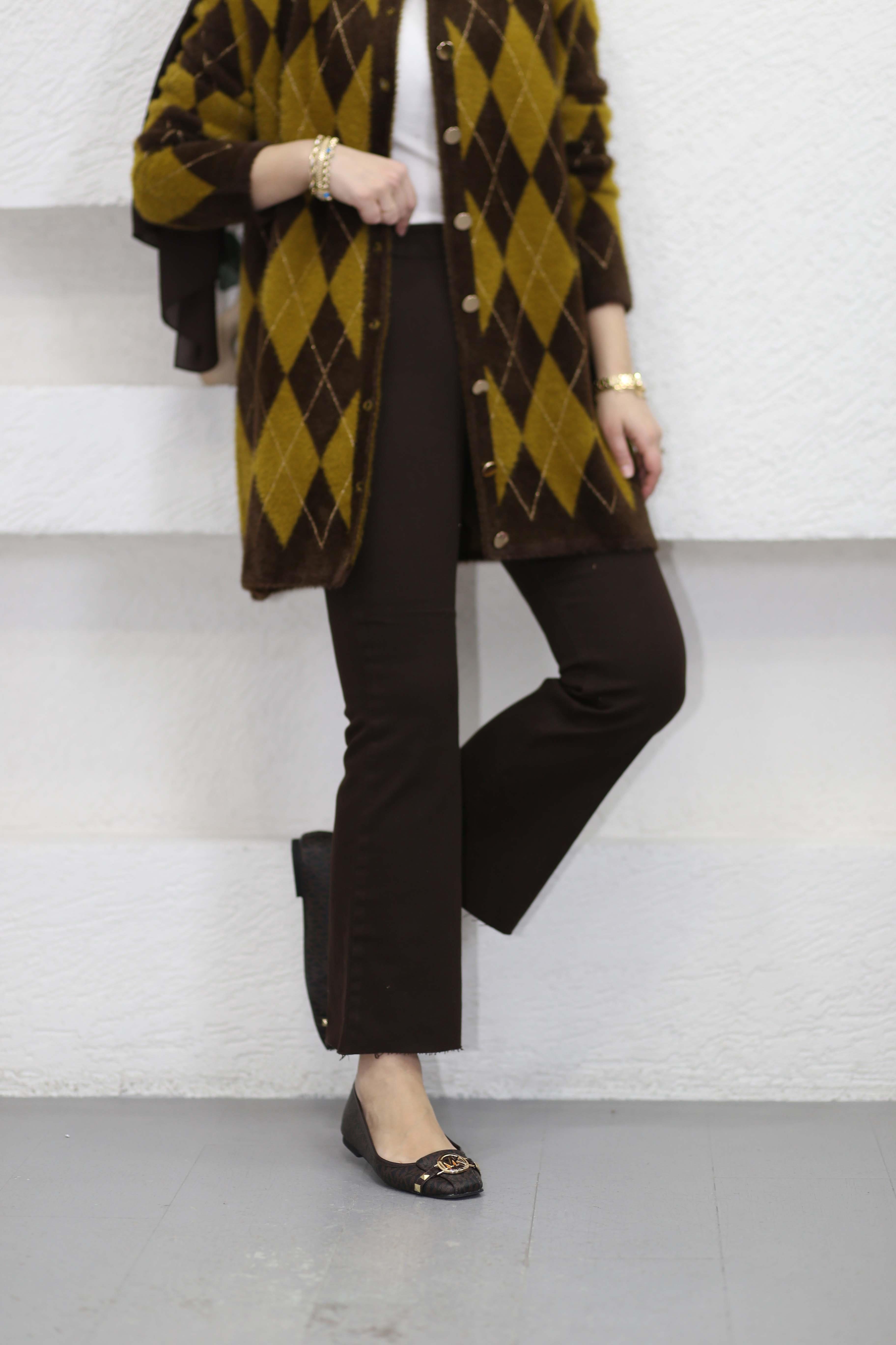 Denim İspanyol Paça Pantolon Kahverengi 2663