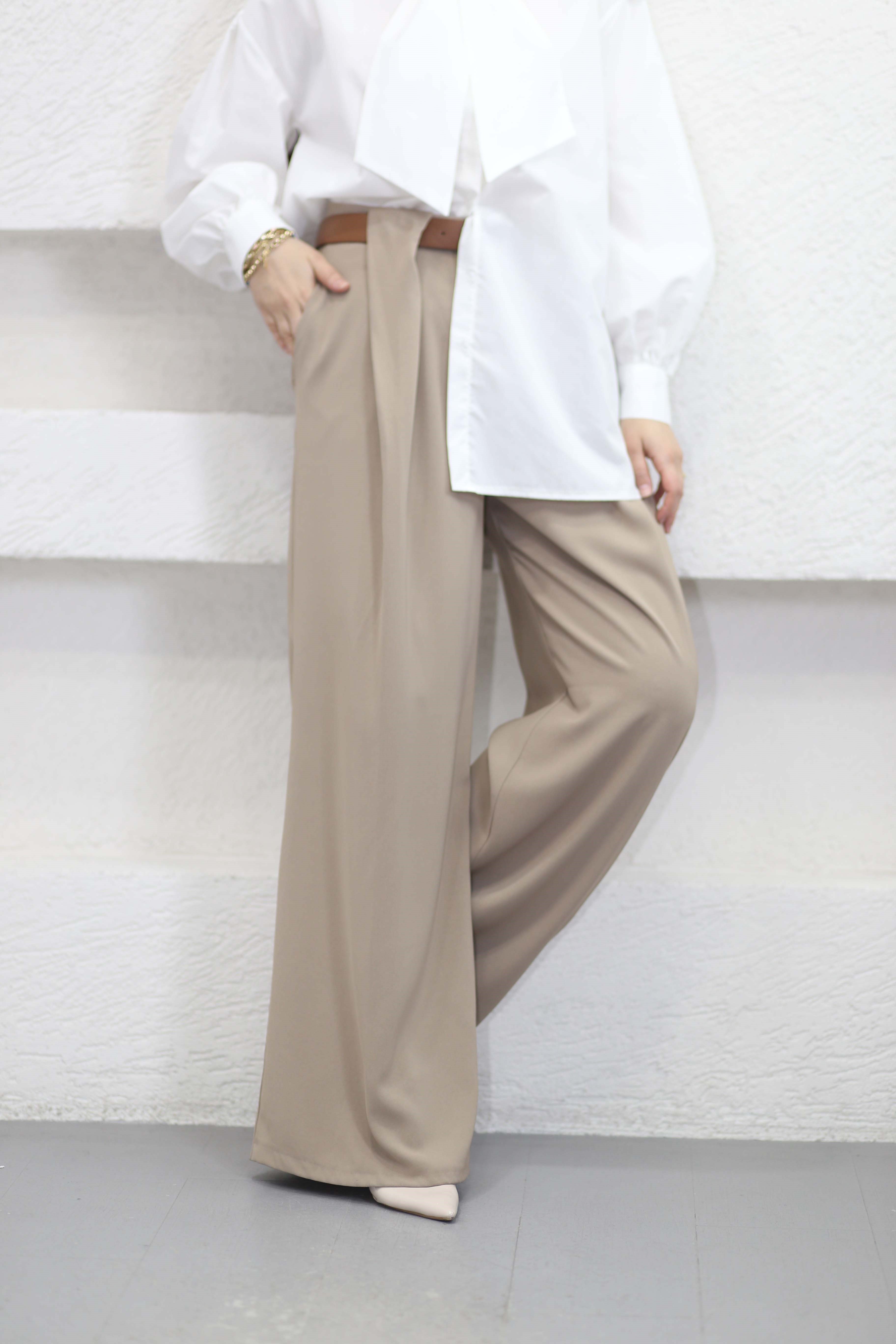 Kemerli Pantolon Camel 1834