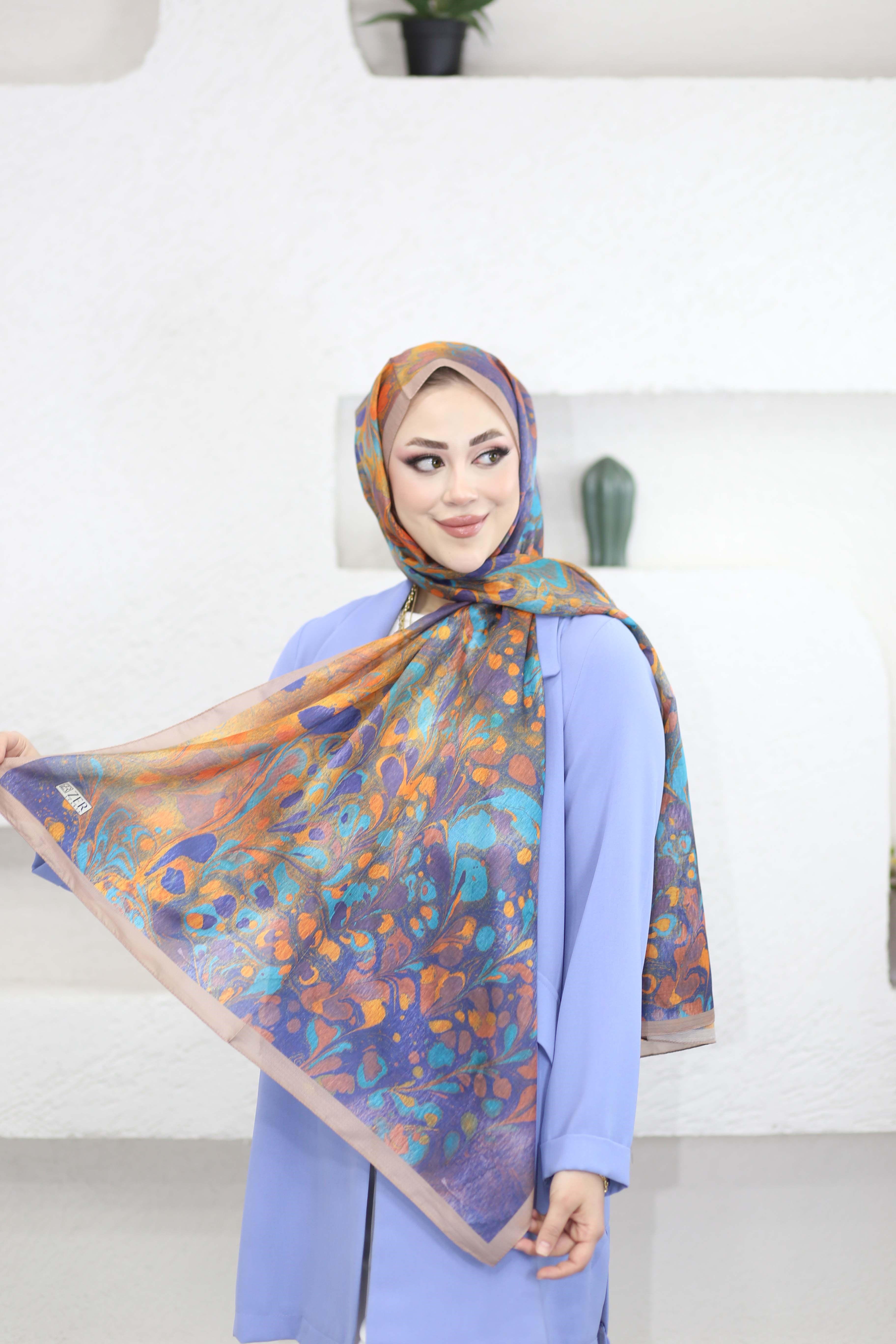 Ebruli Desen Şal Camel 6071