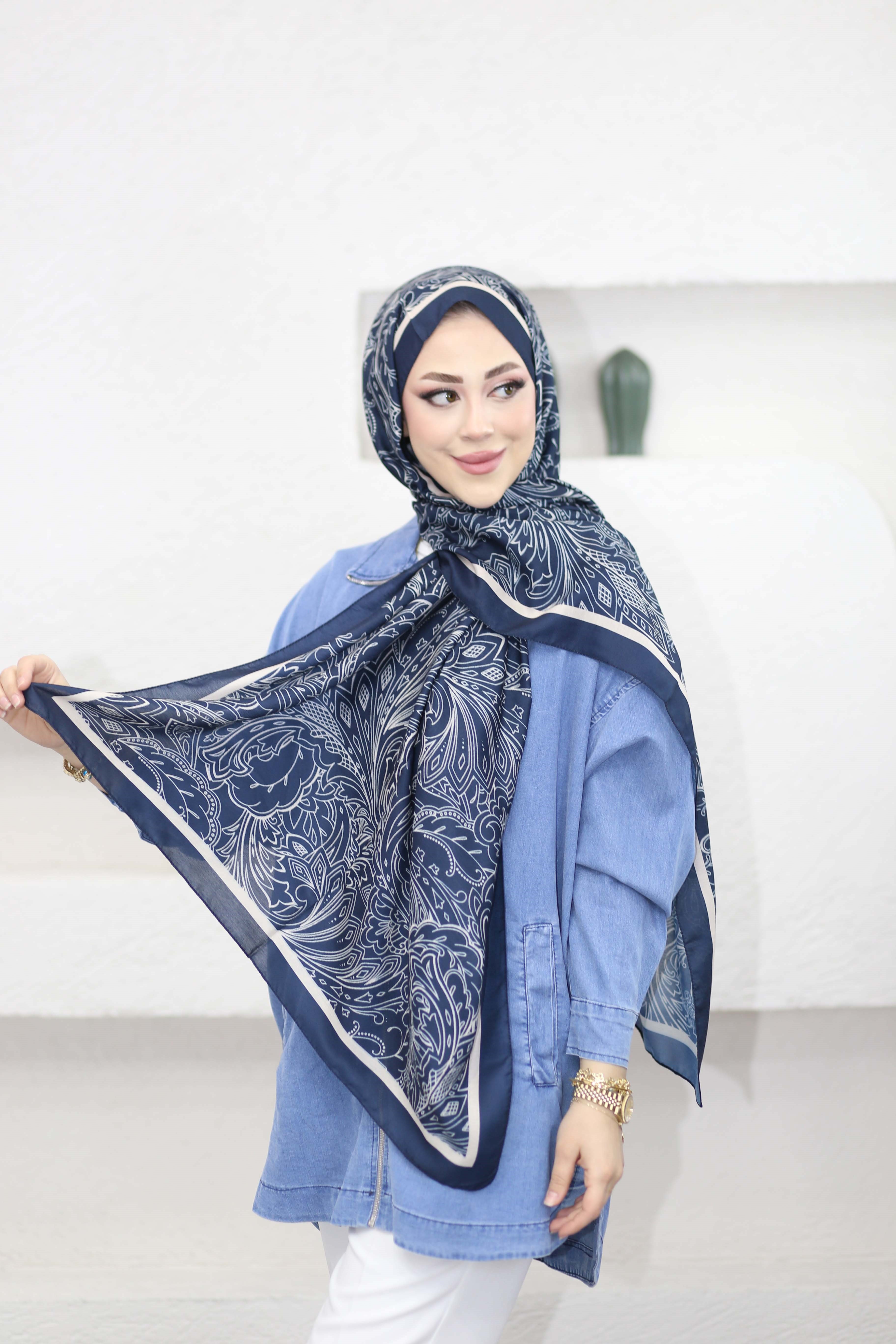 Flora Şal Lacivert 5015