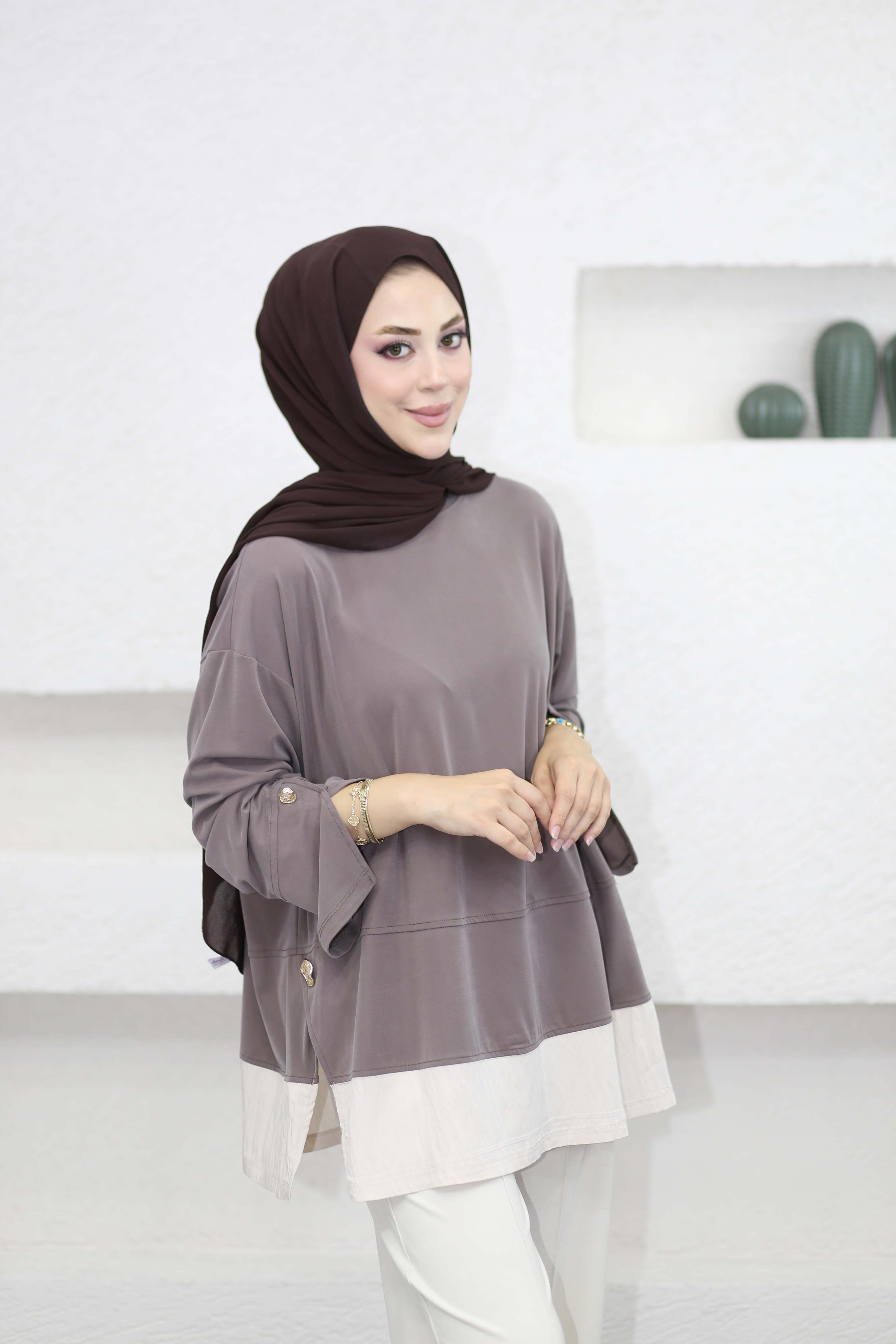Kontrast Renkli Sweat Vizon 37287
