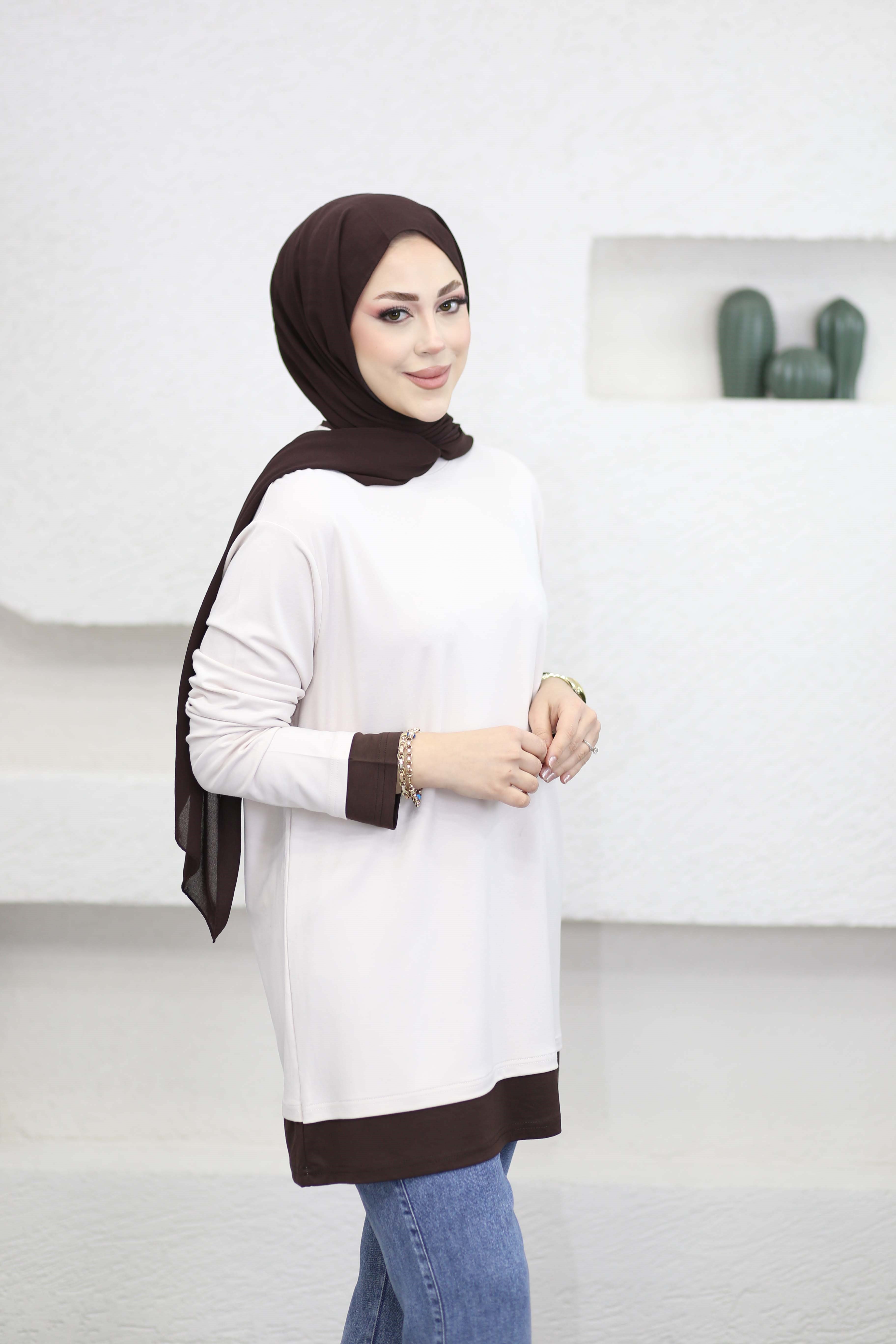 Basıc Penye Tunik Bej 6447