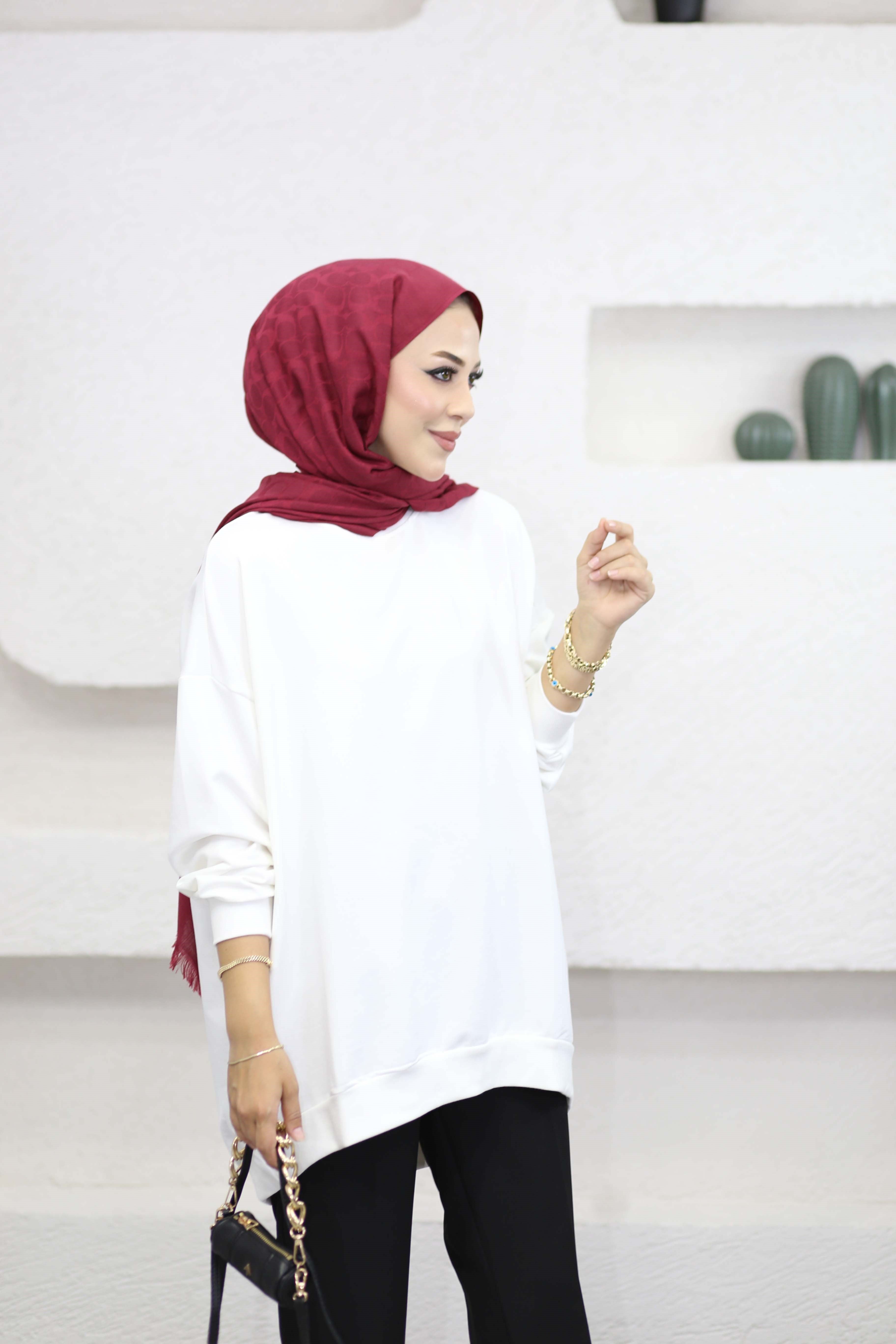 Oversize Sweat Beyaz 2382