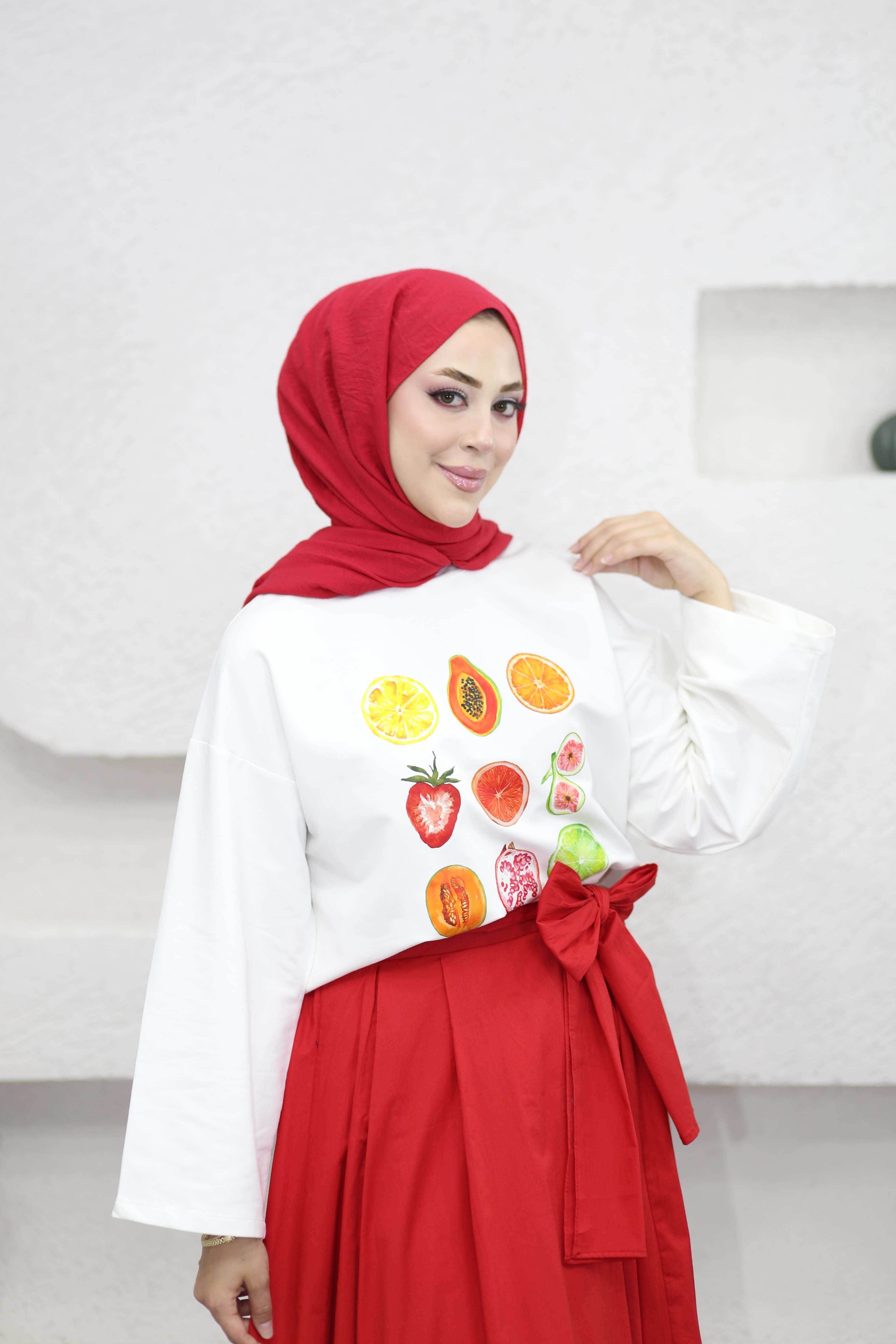 Oversize Baskılı Tişört Turuncu 2792