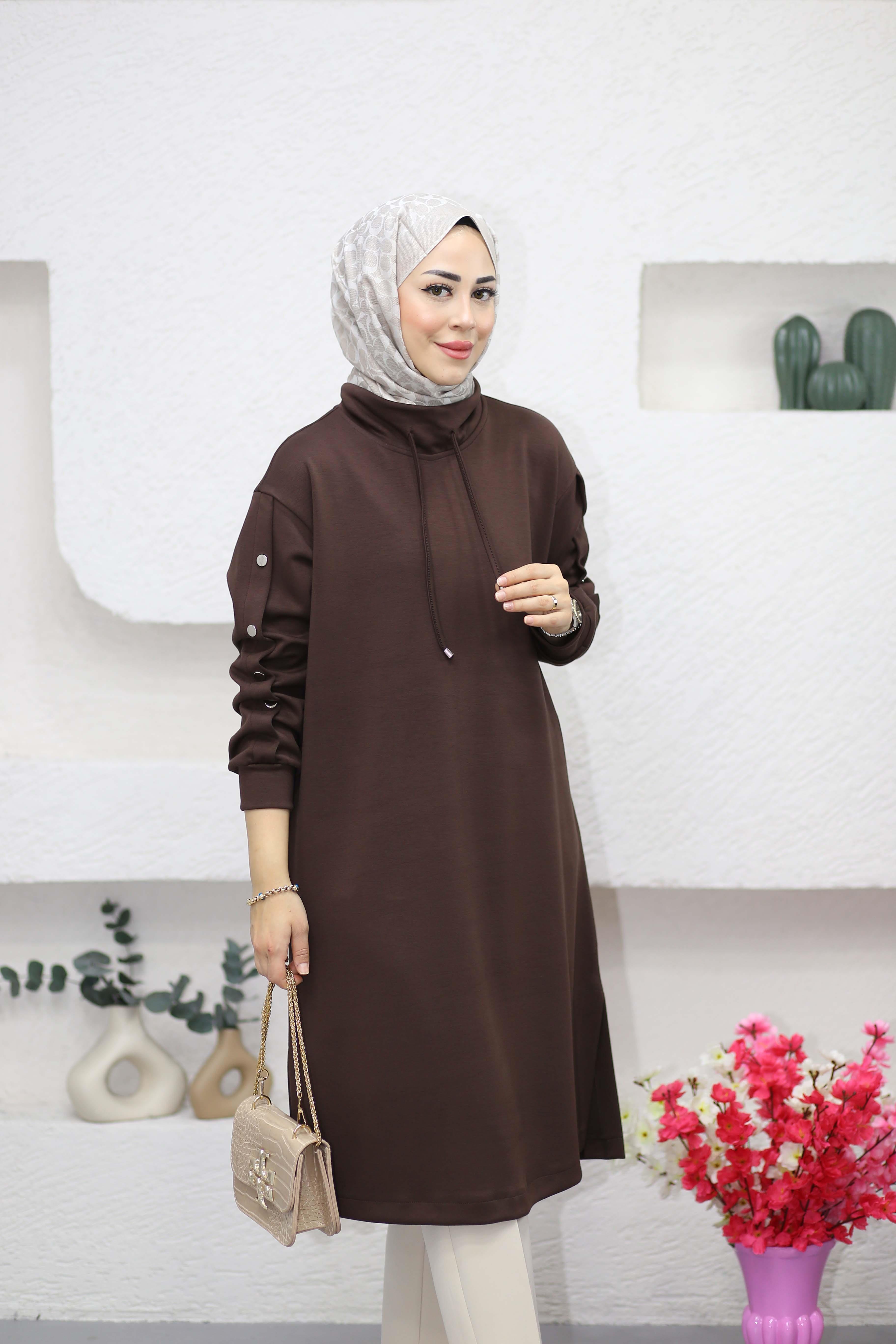 Şal Yaka Araboy Tunik Kahverengi 2878