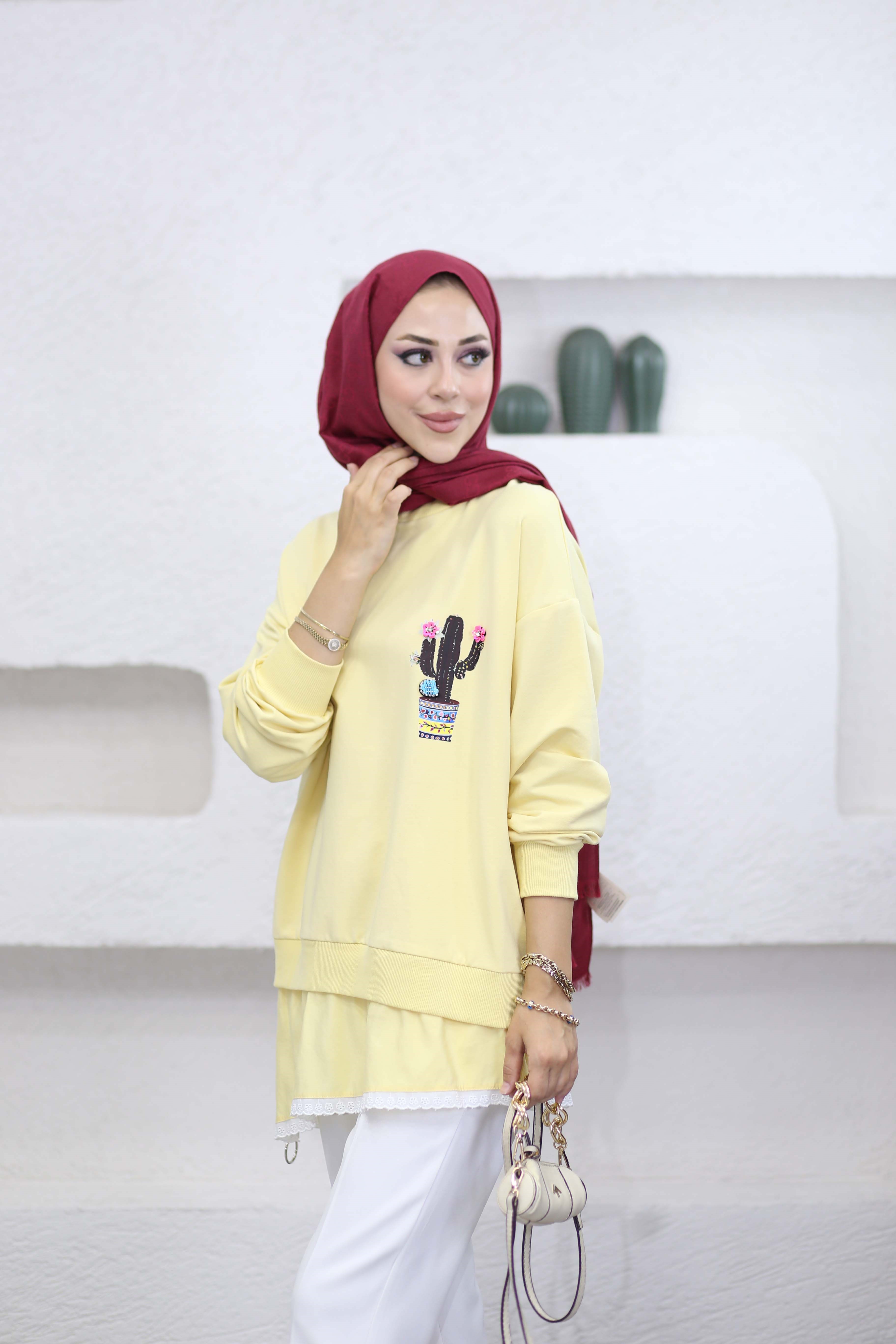 Olivie Sweat Sarı 10818