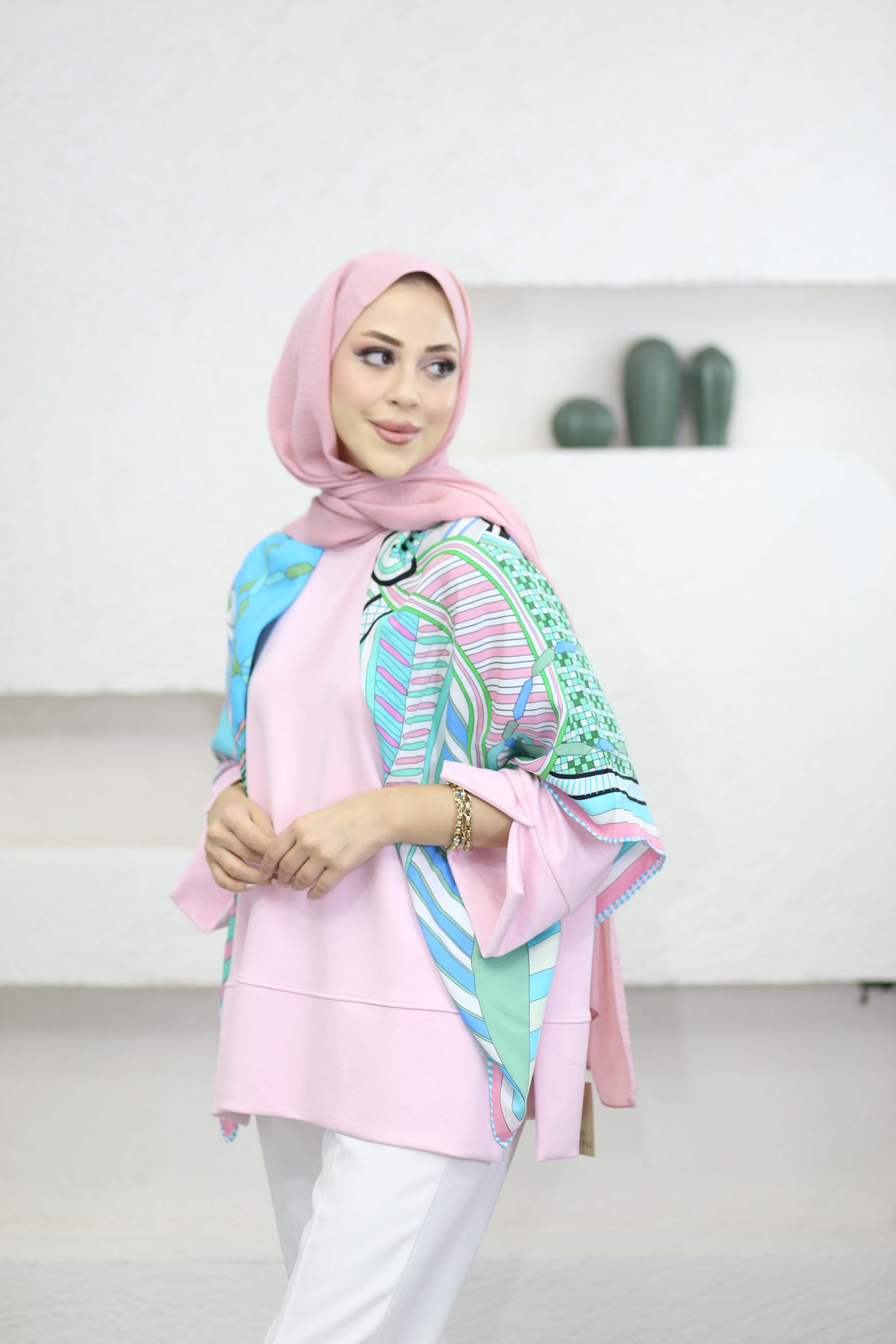 Yırtmaçlı Basıc Sweat Pembe 5023