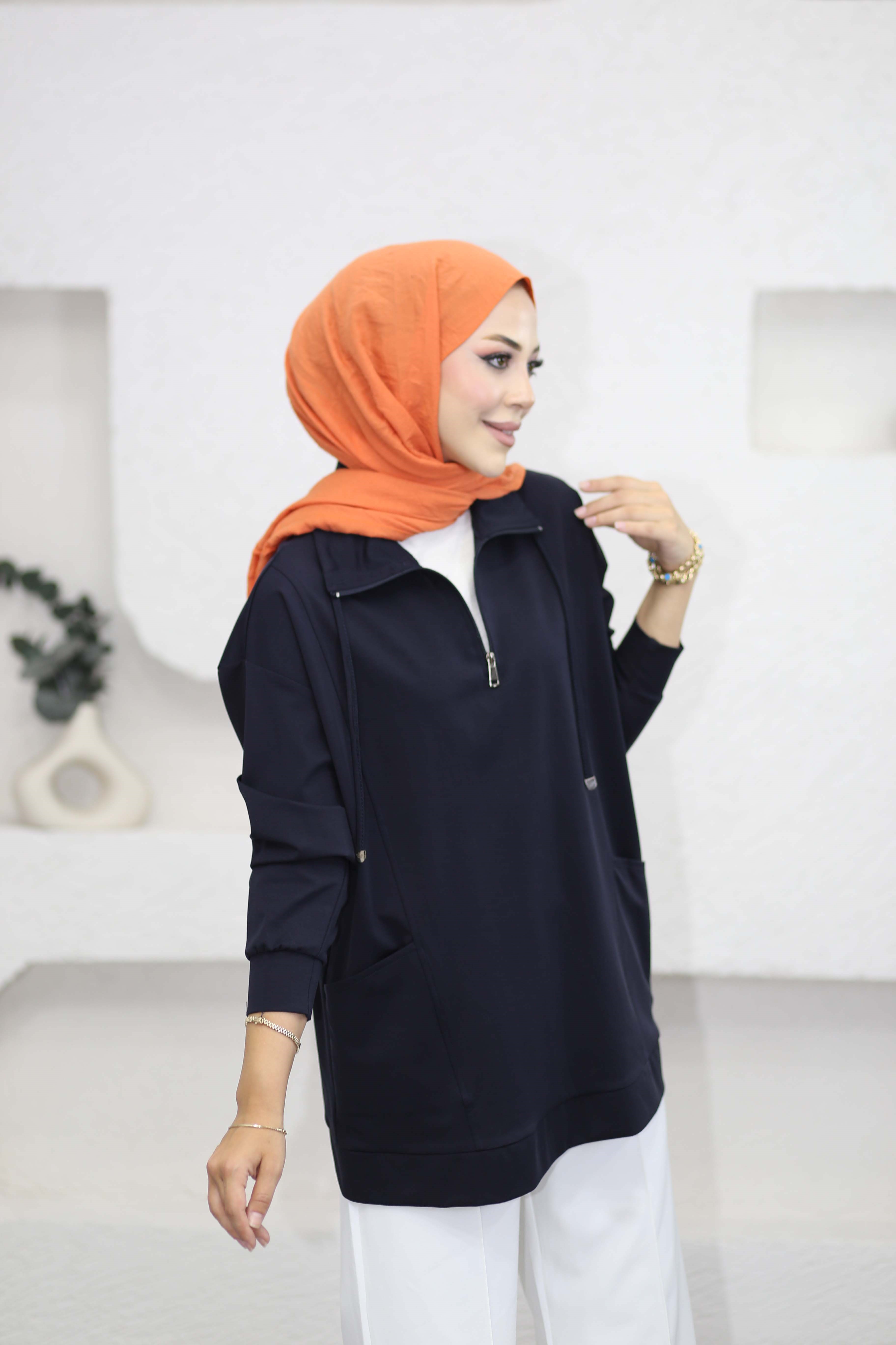 Yan Cepli Sweat Lacivert 4523