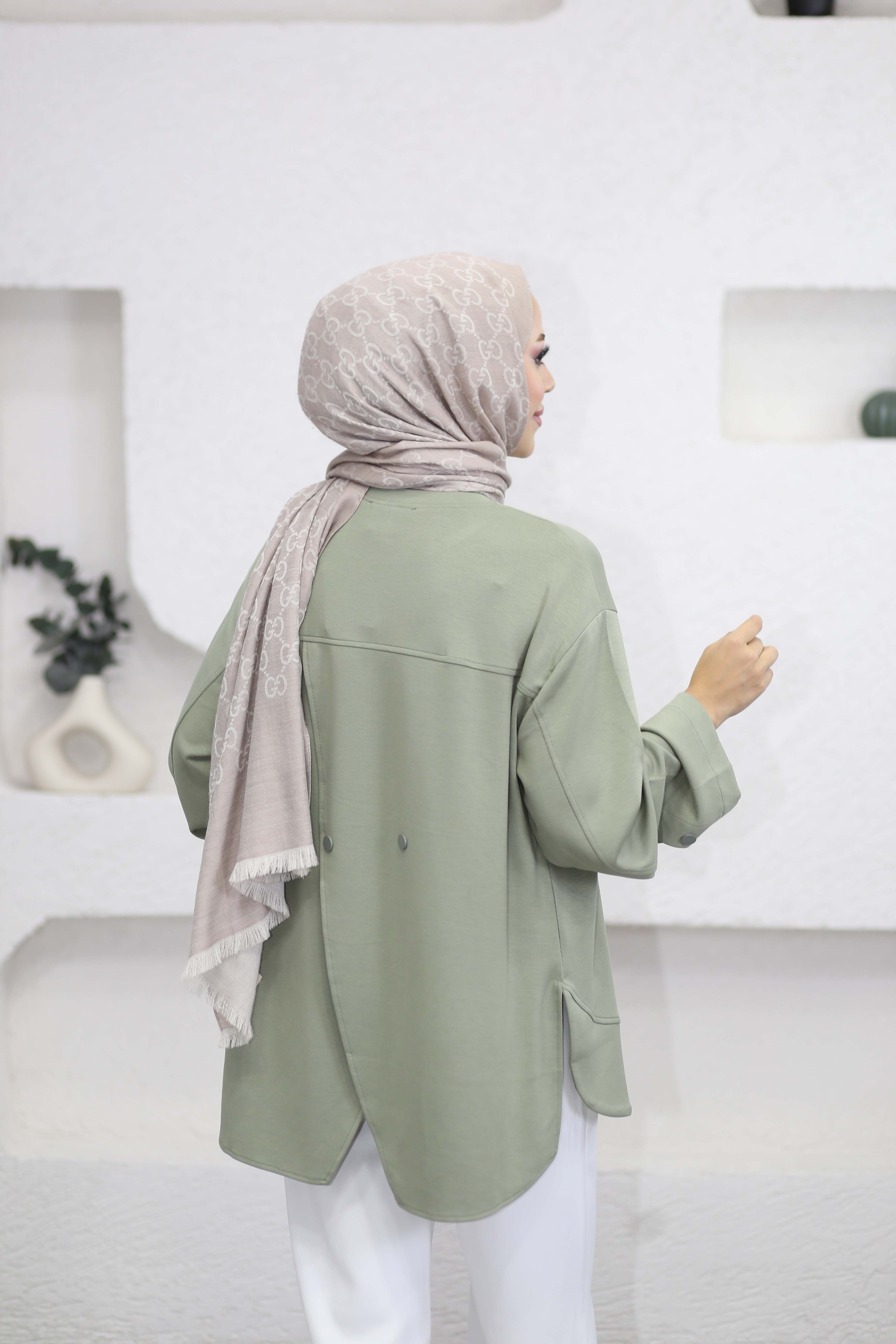 Arkası Çapraz Çıtçıtlı Sweat Çağla Yeşili 6656