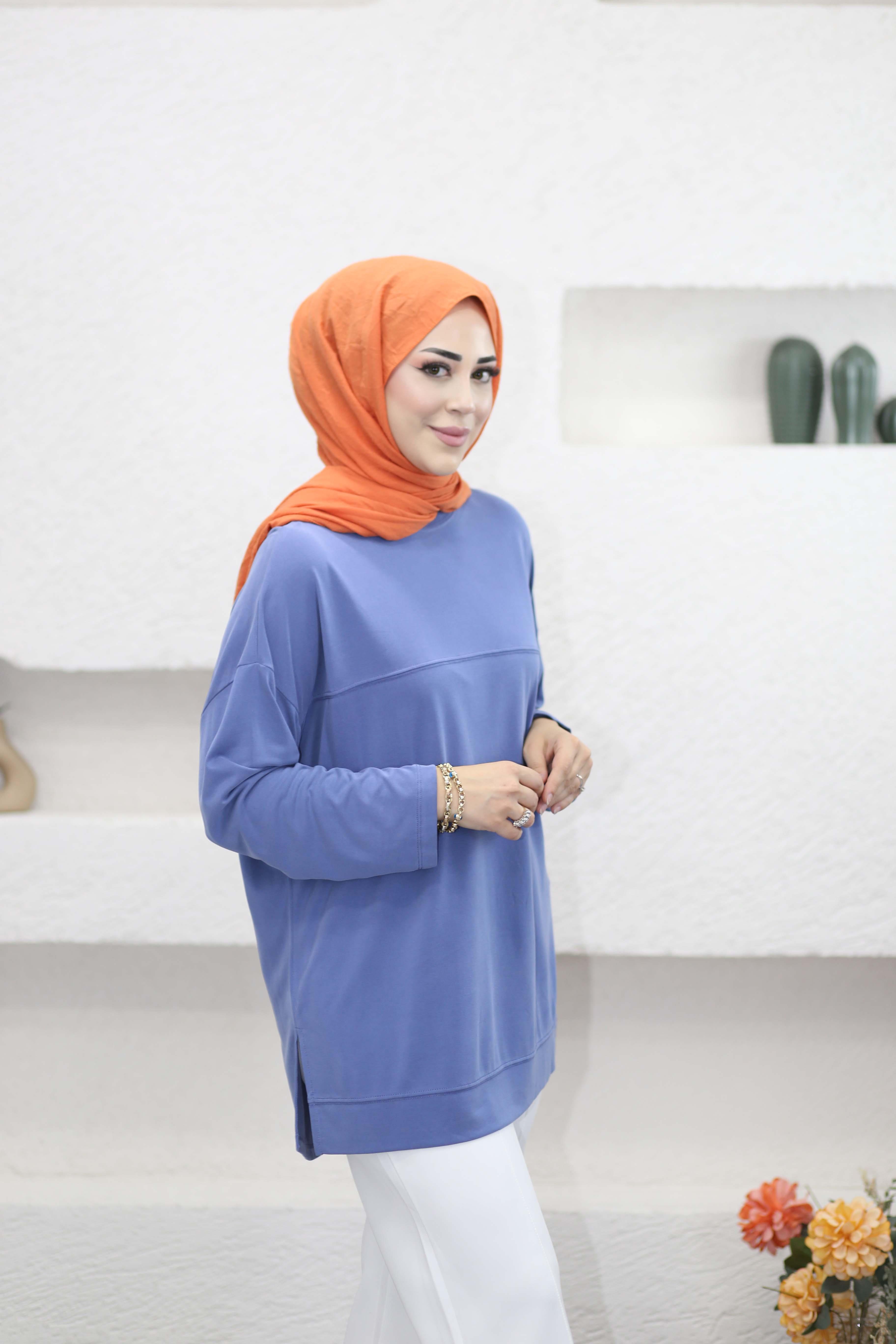 Yarasa Kol Modal Sweat Mavi 35341
