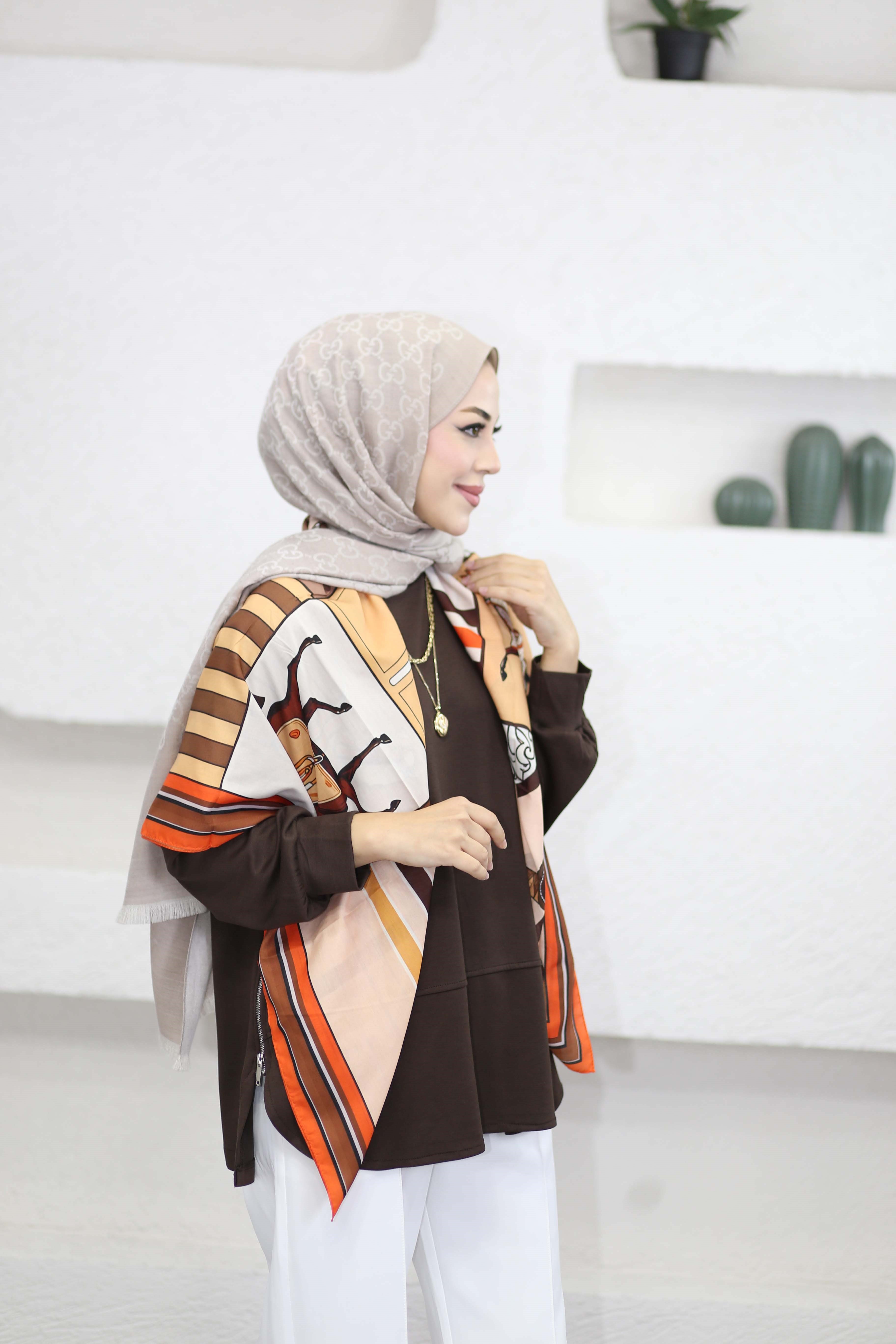 Yanları Fermuarlı Sweat Kahverengi 24456