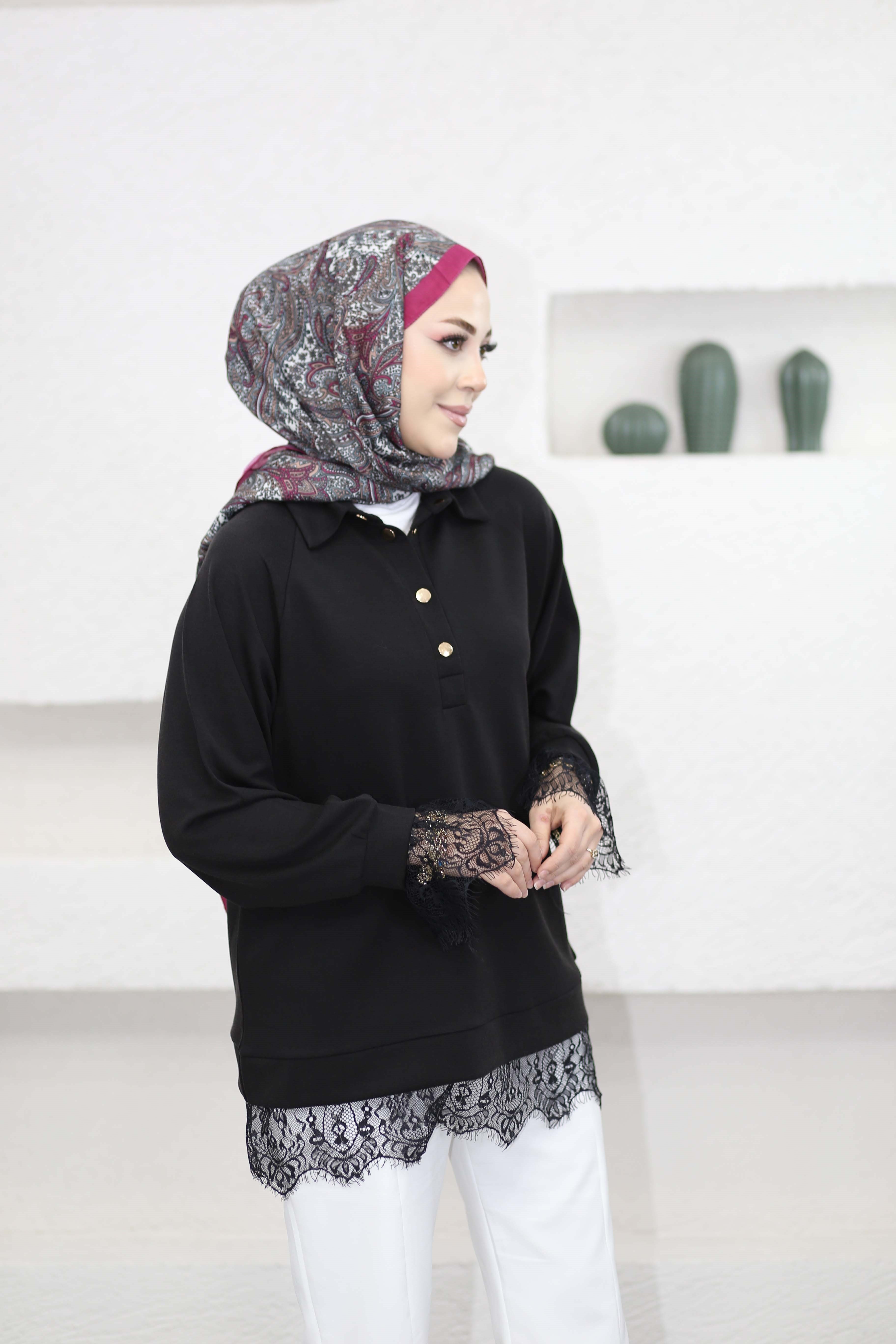 Dantelli Oysho Tunik Siyah 6441