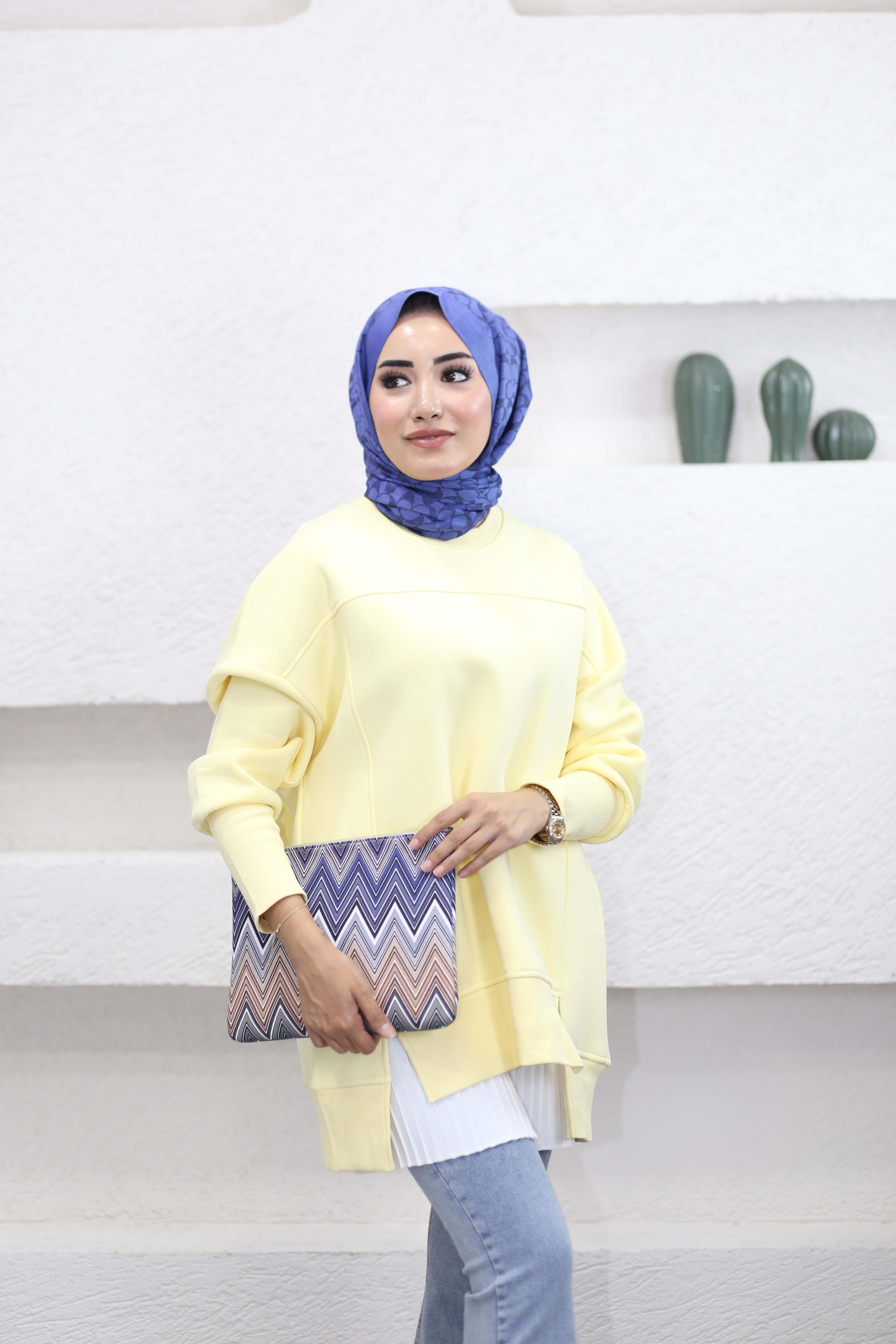 Parmak Geçirme Detaylı Sweat Sarı 2474