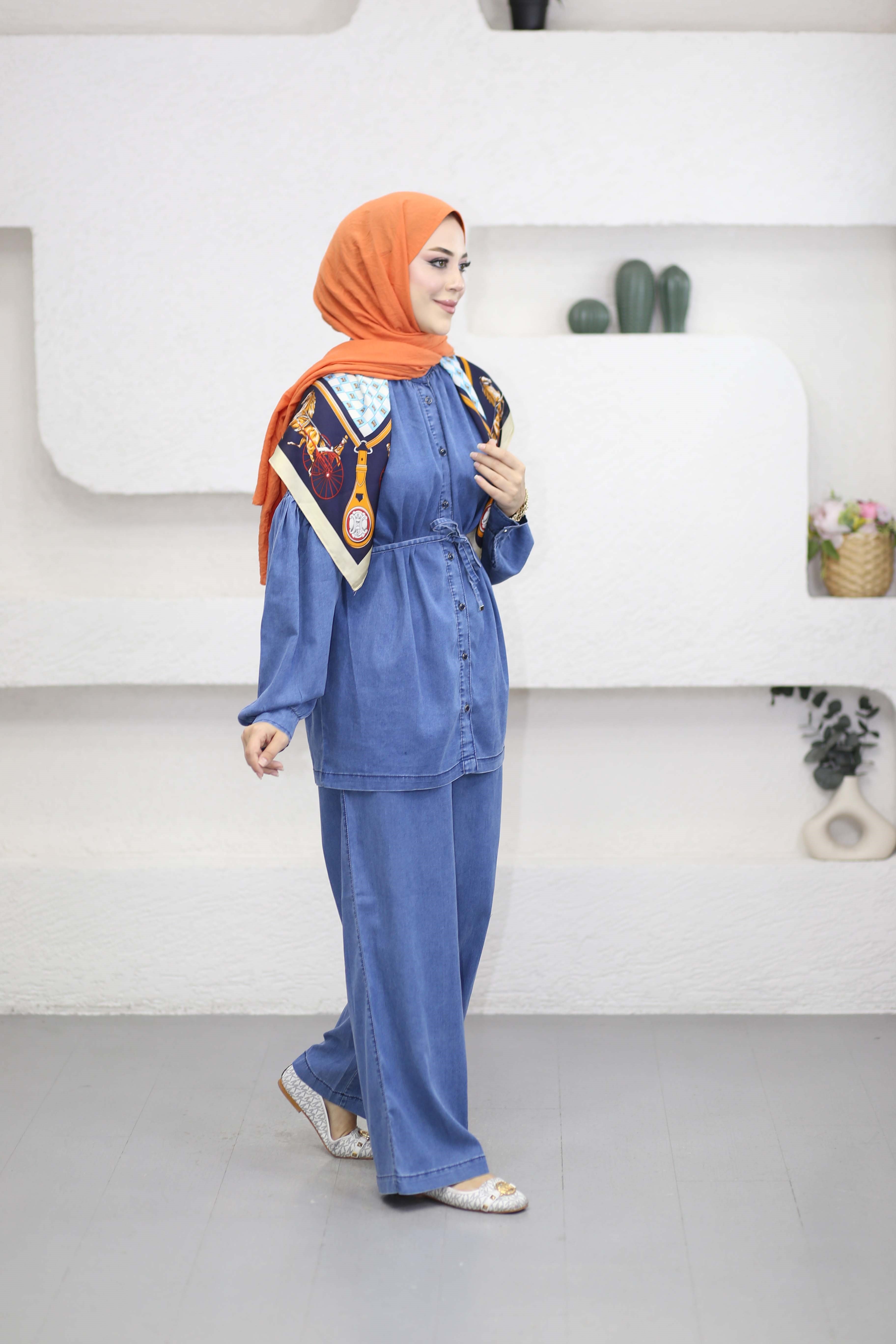 Karpuz Kol Tencel Takım Açık Mavi 6305