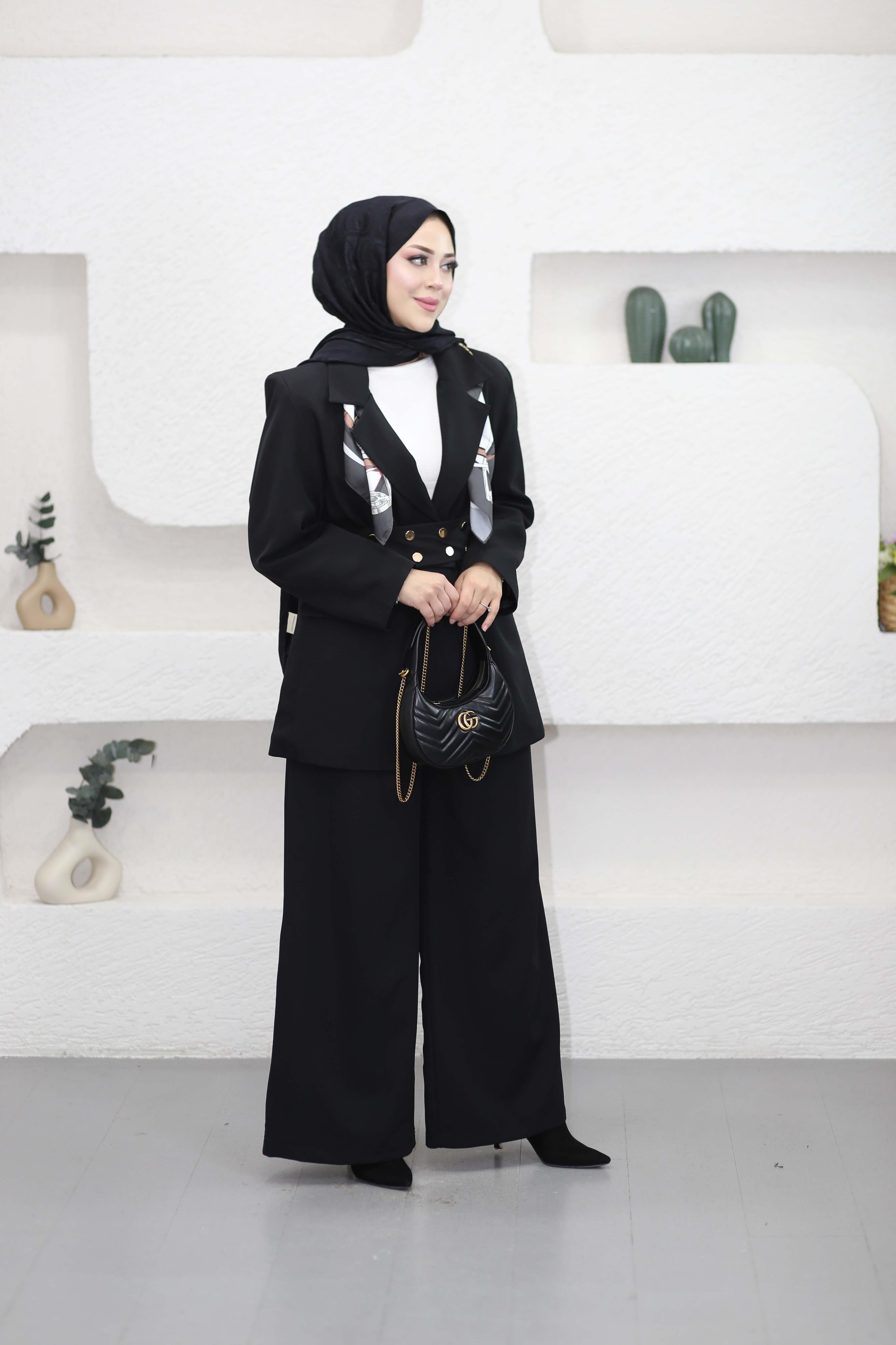 Selven Kemer Çıtçıtlı Takım Siyah 8139