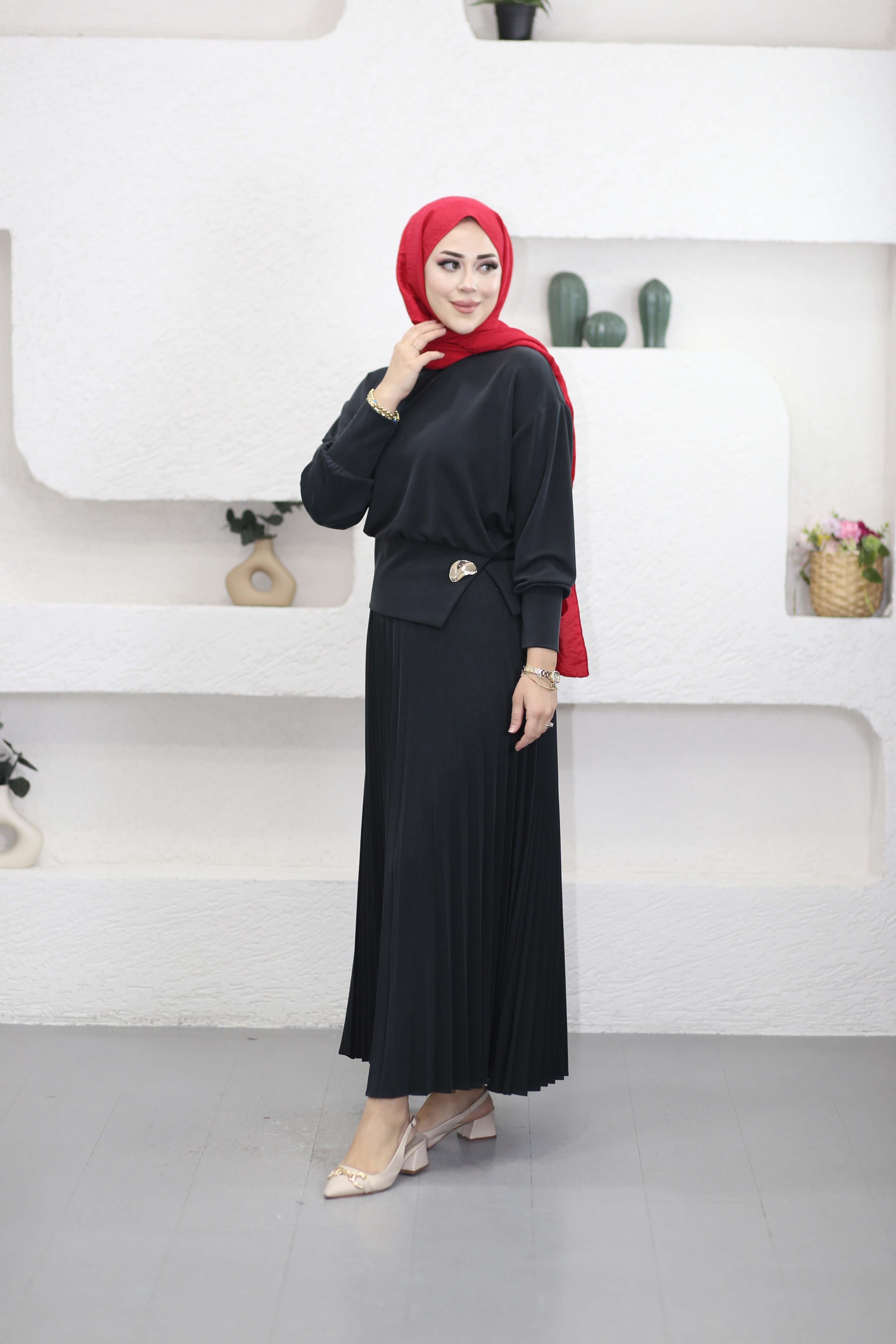 Gold Tokalı Etek Takım Siyah 1449