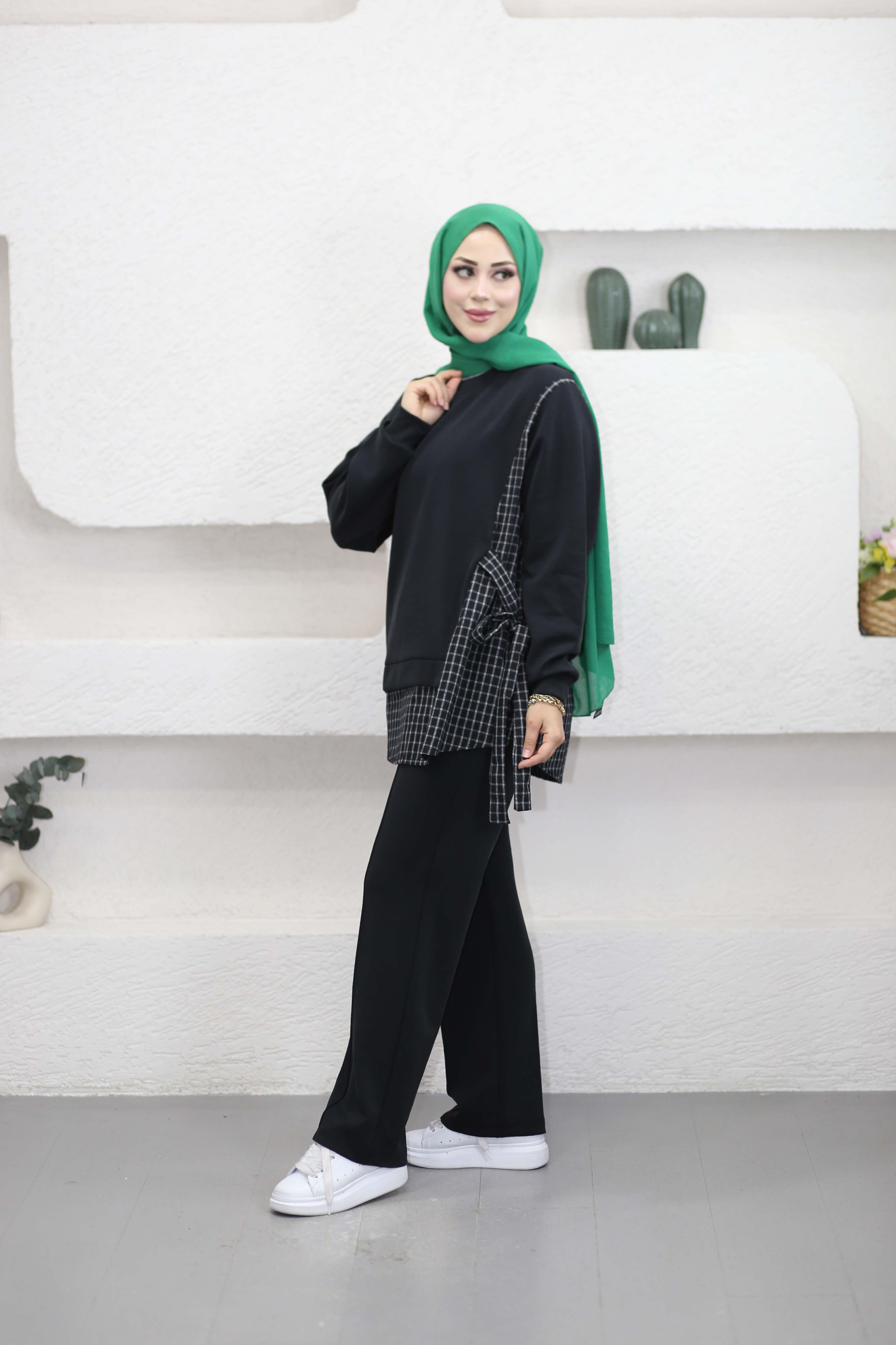 Ekose Bağlamalı Takım Siyah 2226