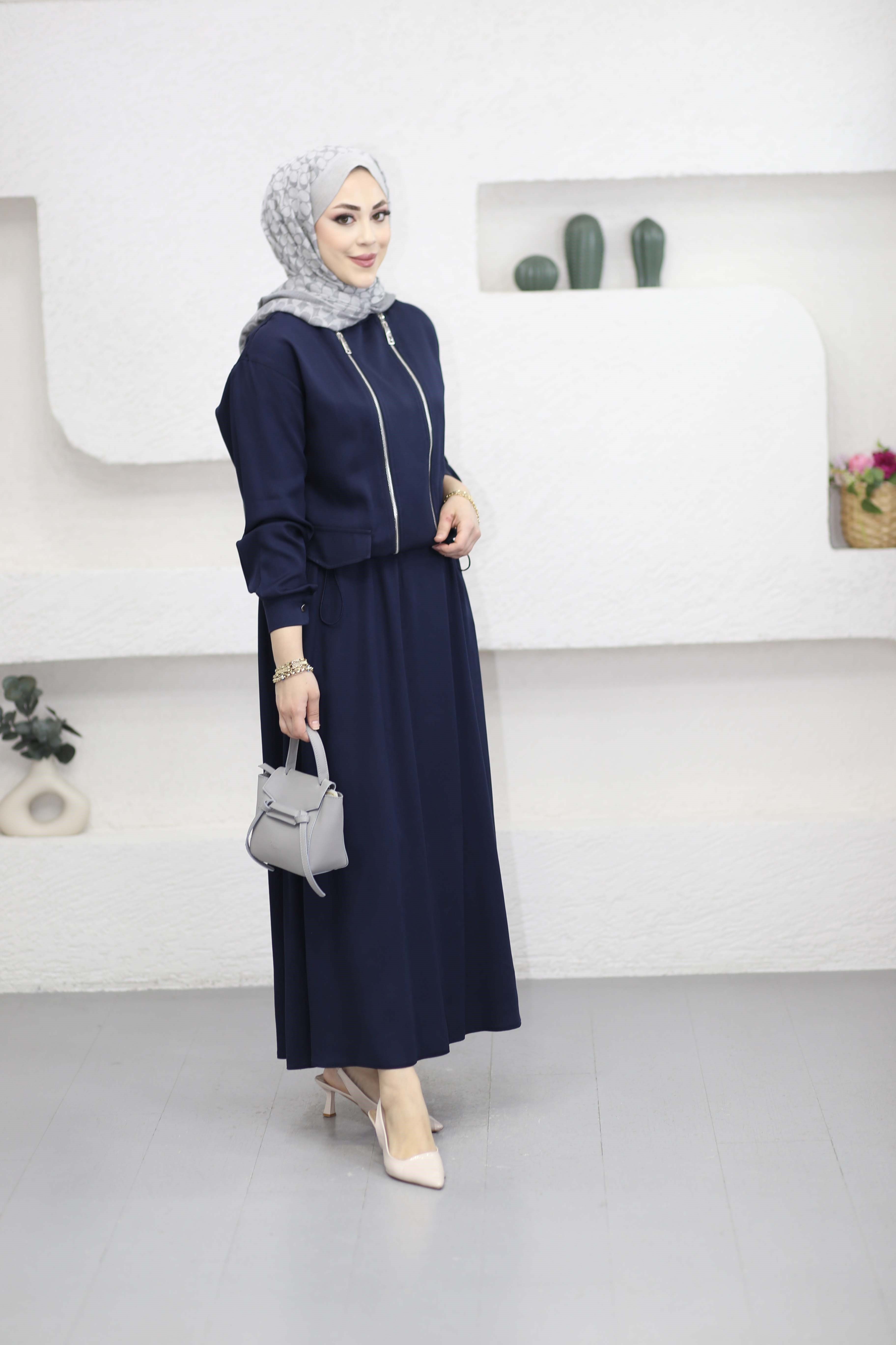 Çift Fermuarlı Etekli Takım Lacivert 1535