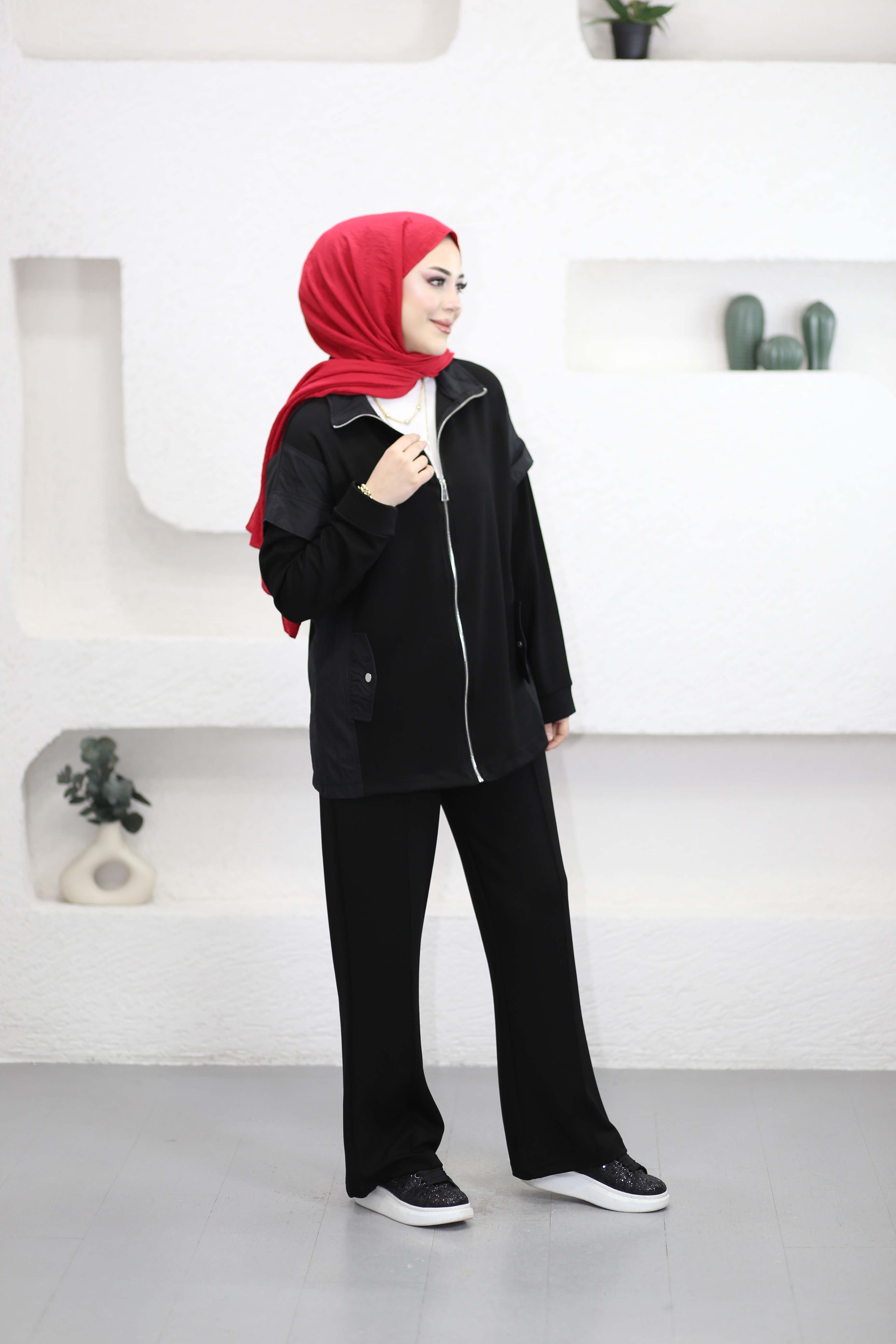 Paraşüt Detay Modal Takım Siyah 9446