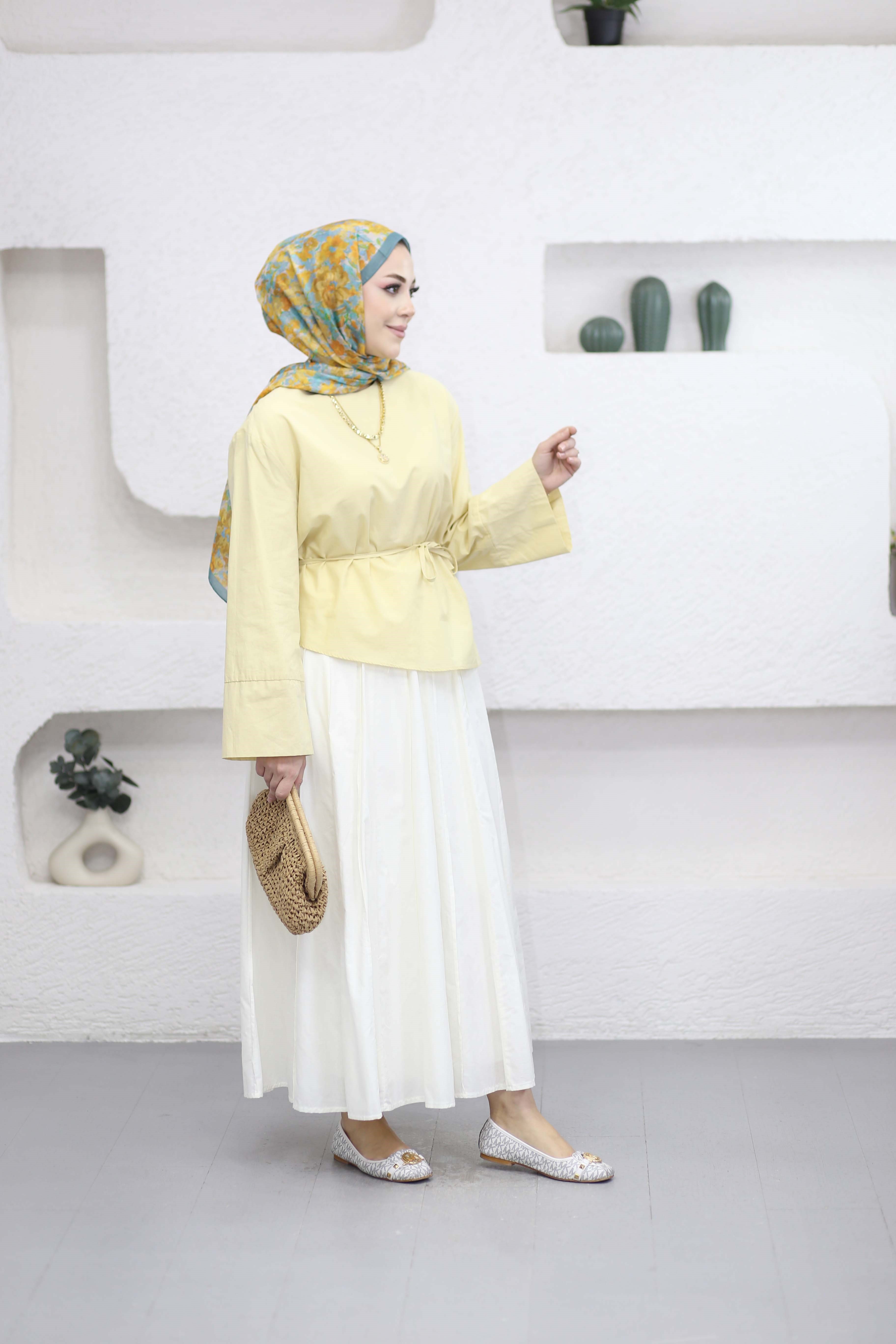 Asimetrik Kesim Takım Sarı 24402