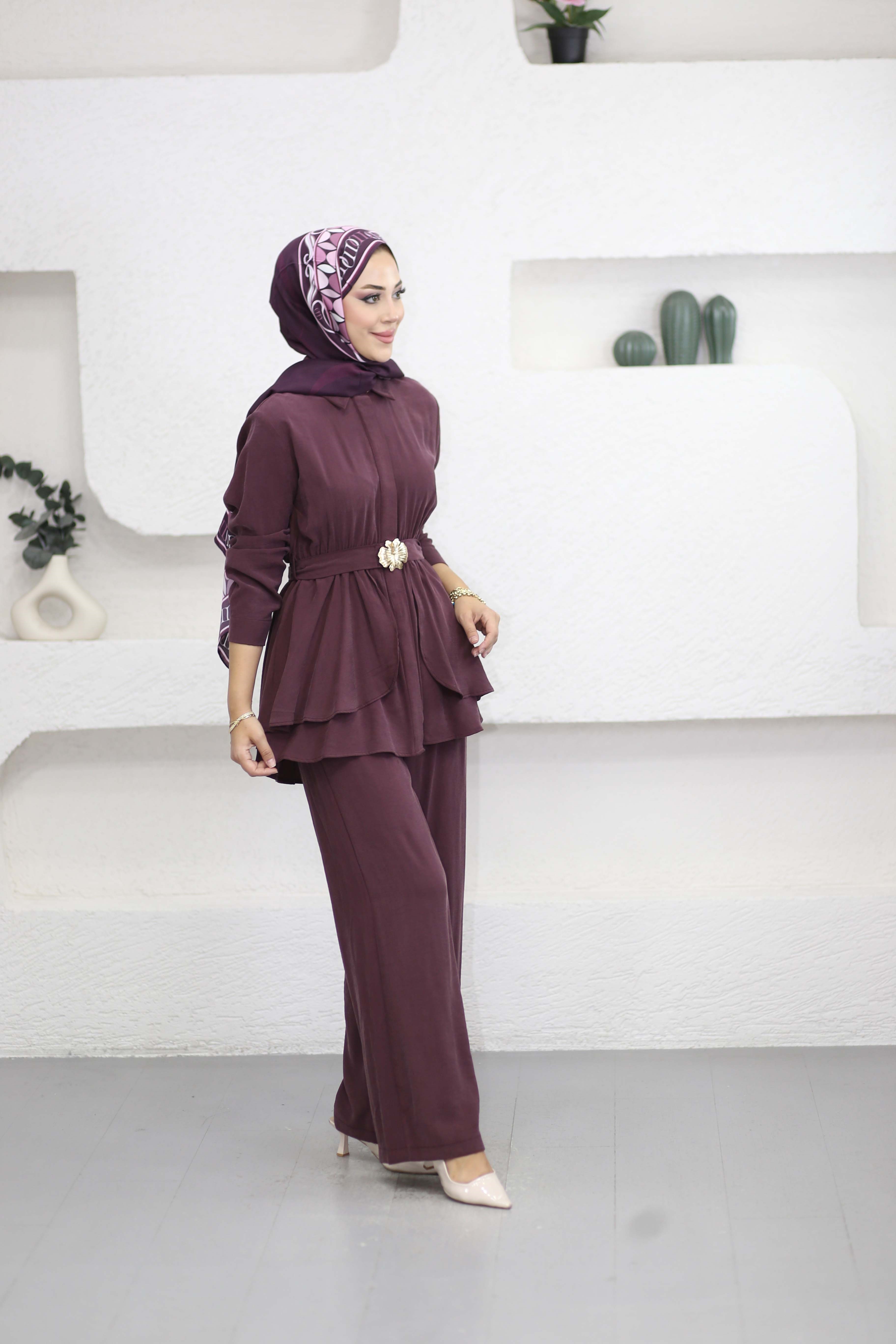 Gold Geçirme Kuşaklı Takım Mürdüm 274804