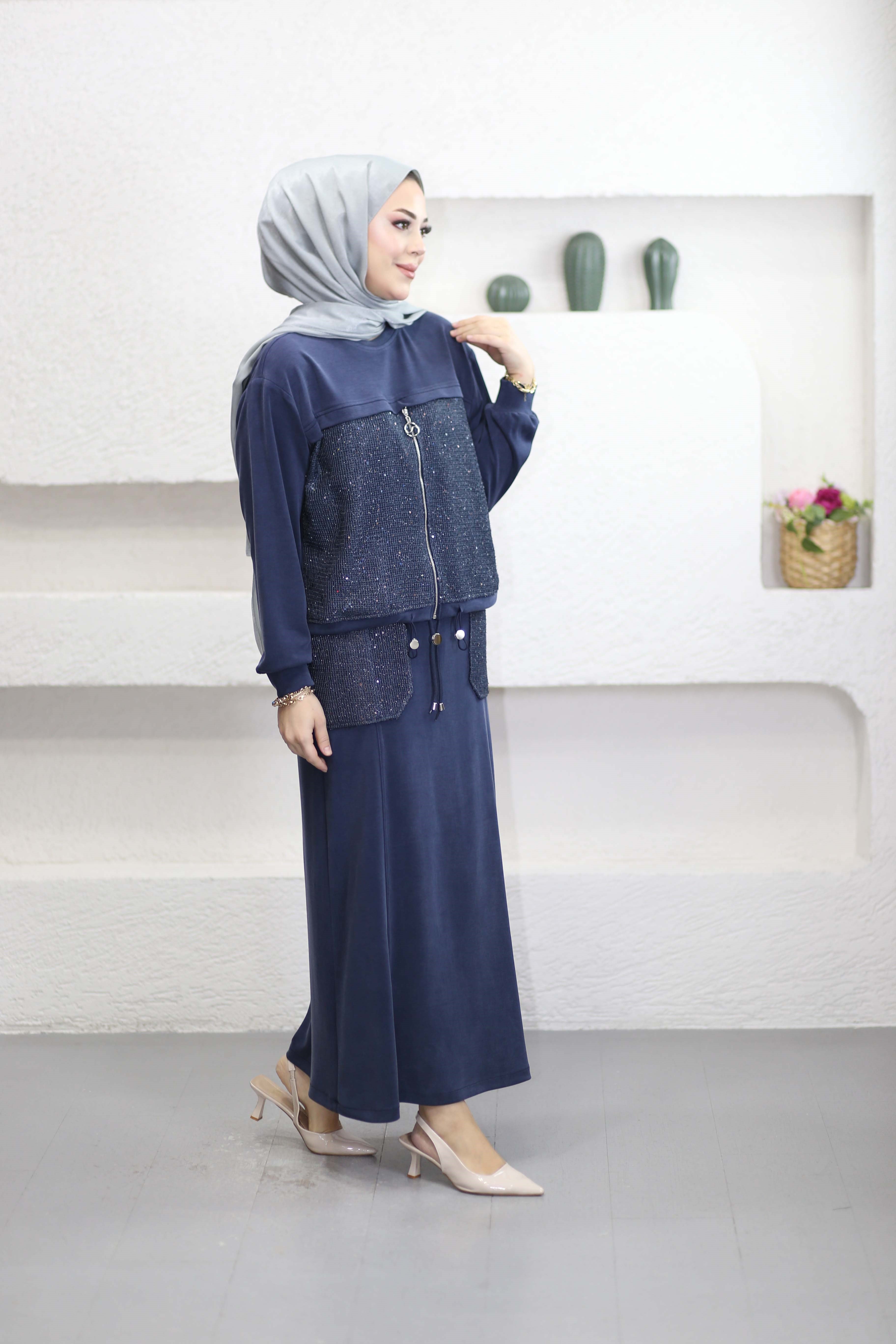 File Simli Etek Takım Lacivert 1506