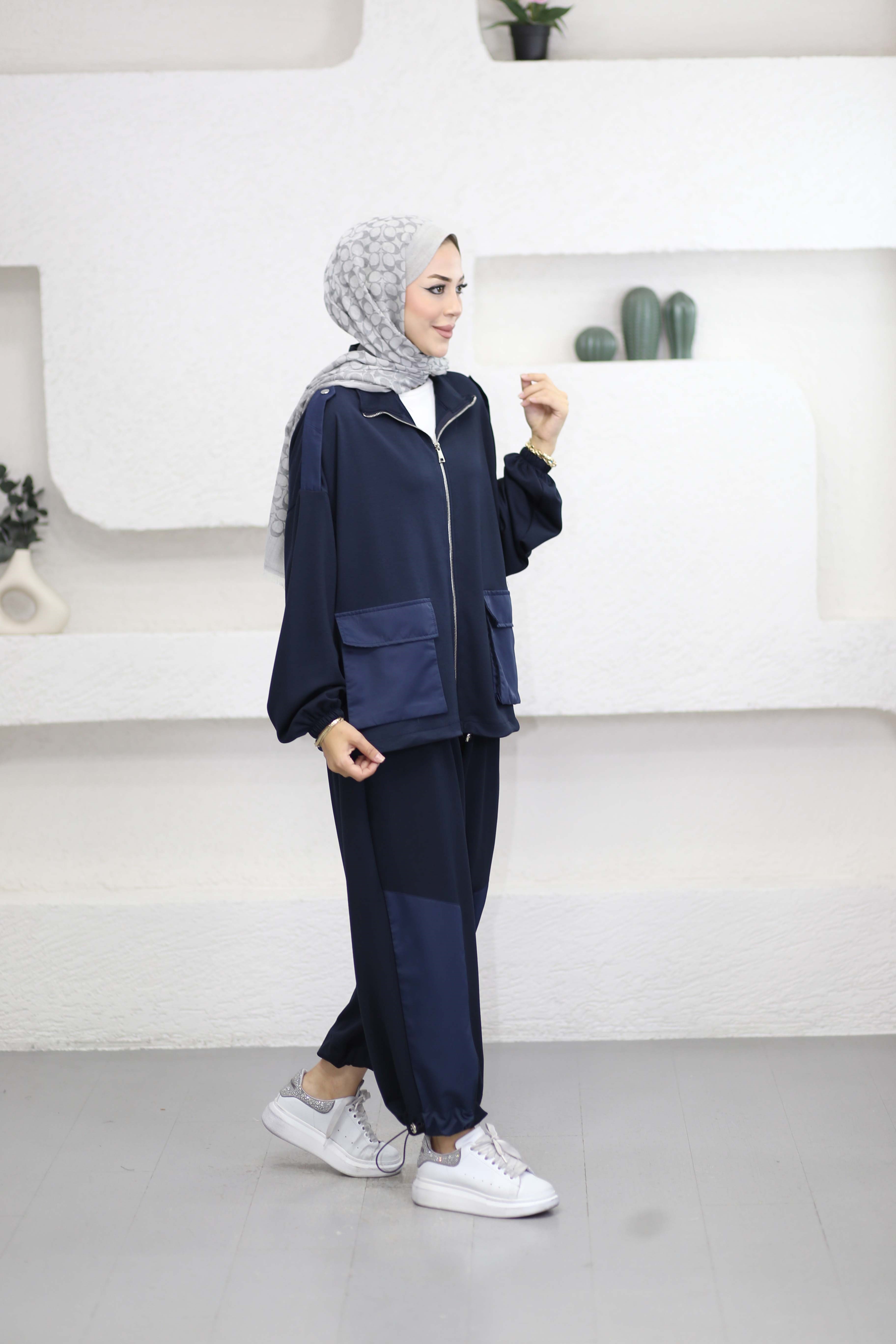 Pantolon Büzgülü Takım Lacivert 22937