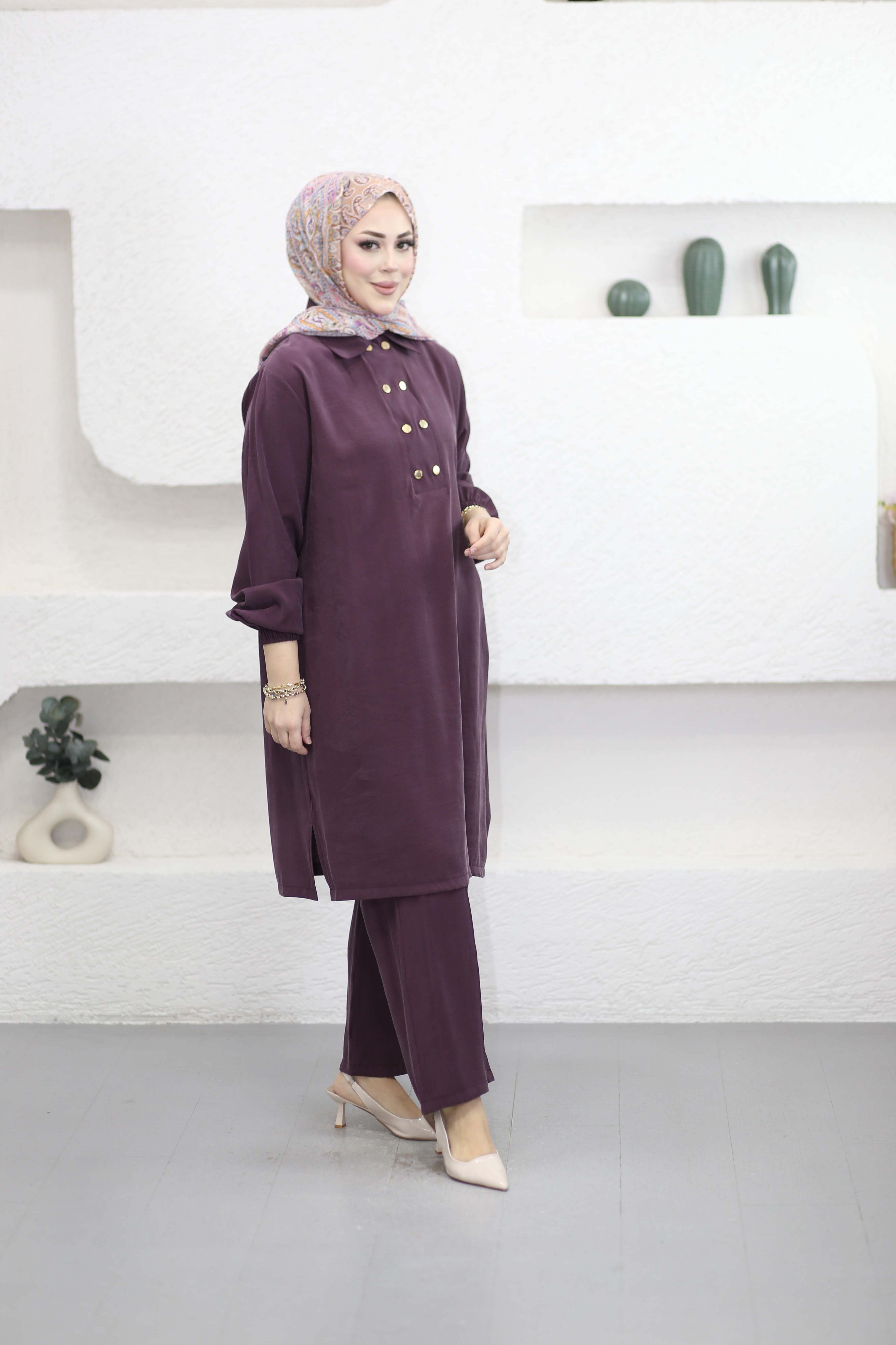 Yaka Patlı Takım Mürdüm 4641
