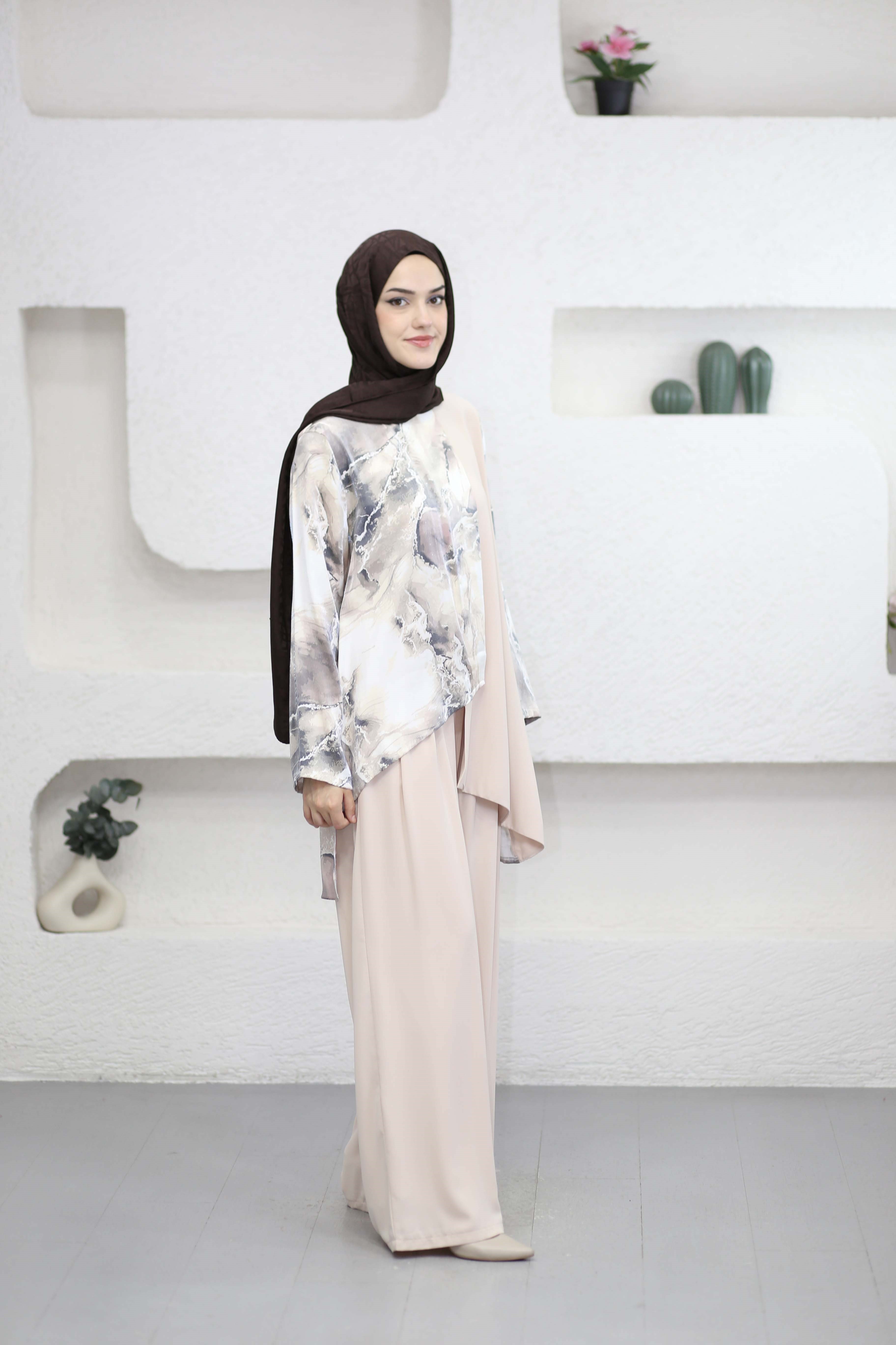 Jade Pantolonlu Takım Bej 5011