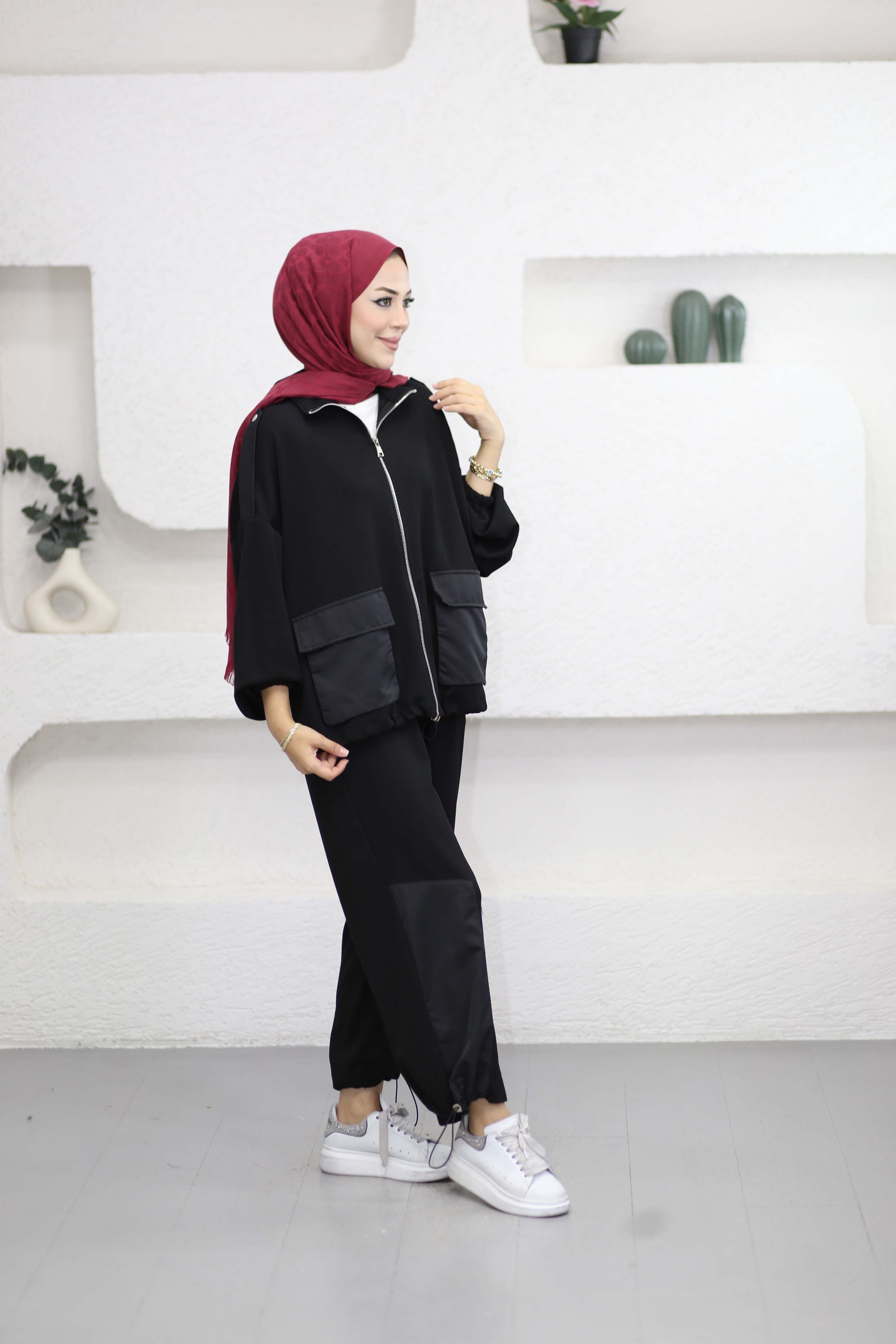 Pantolon Büzgülü Takım Siyah 22937