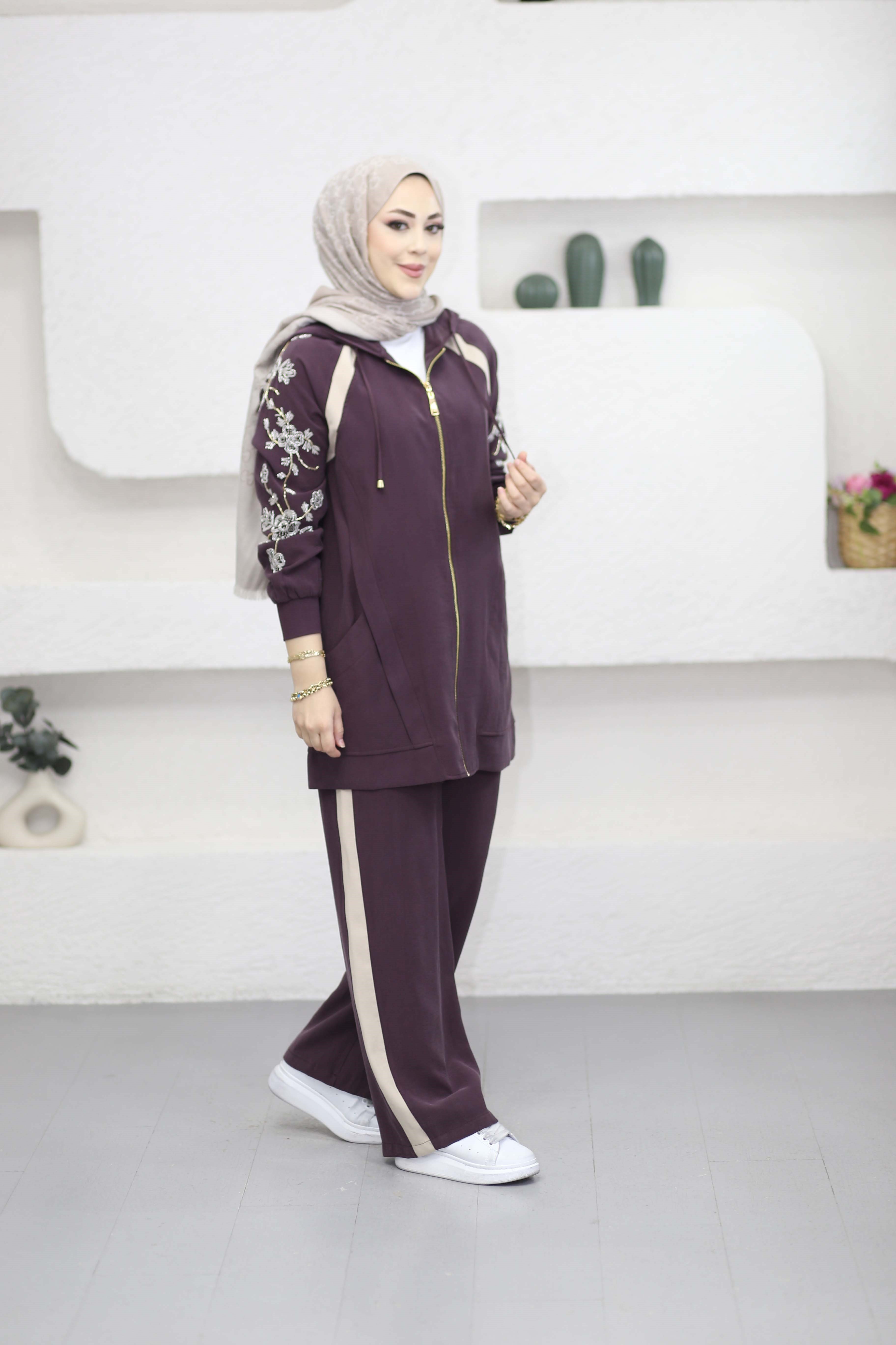 Çiçek Kollu Spor Takım Mürdüm 1463