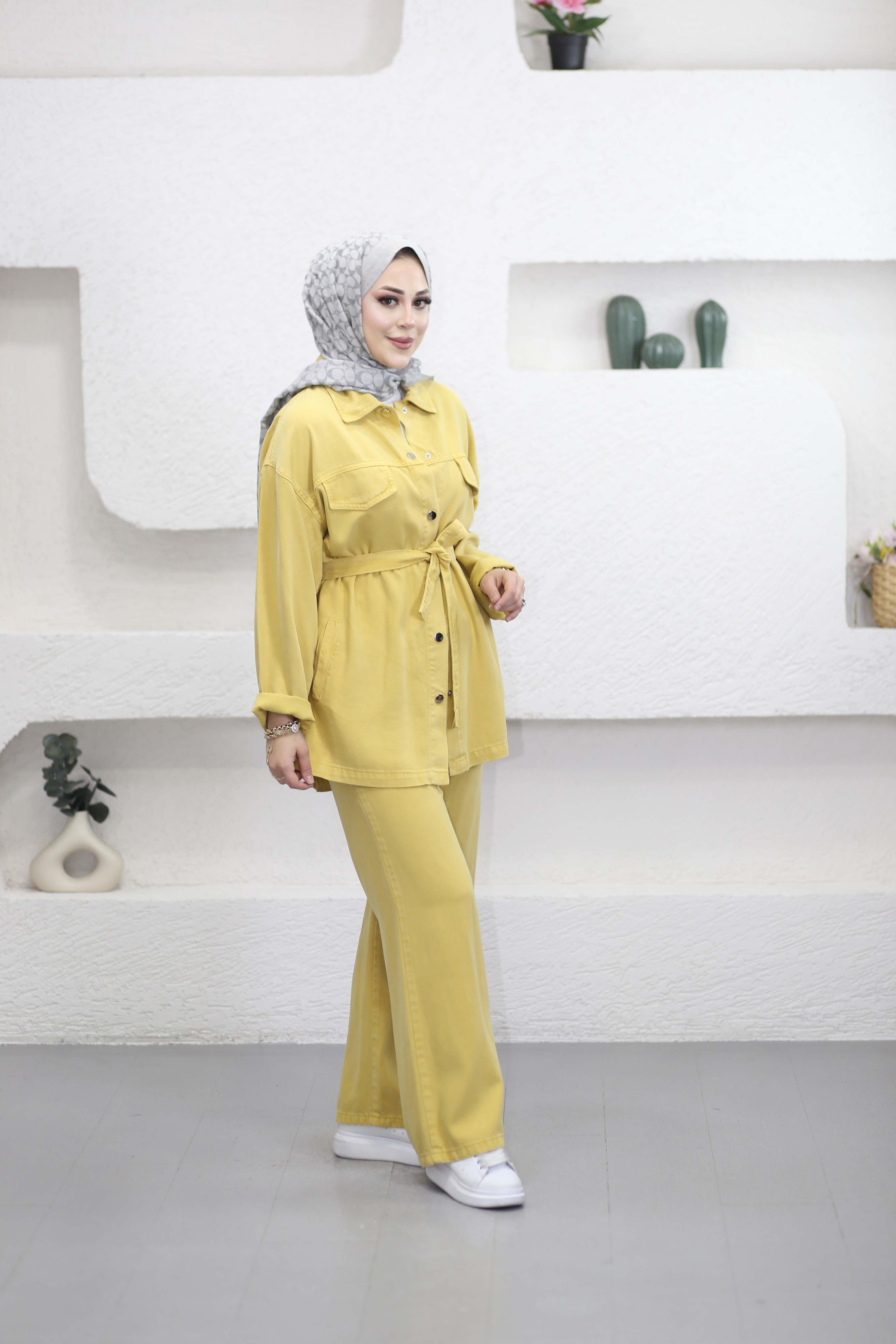 Ebru Denim Takım Sarı 7431