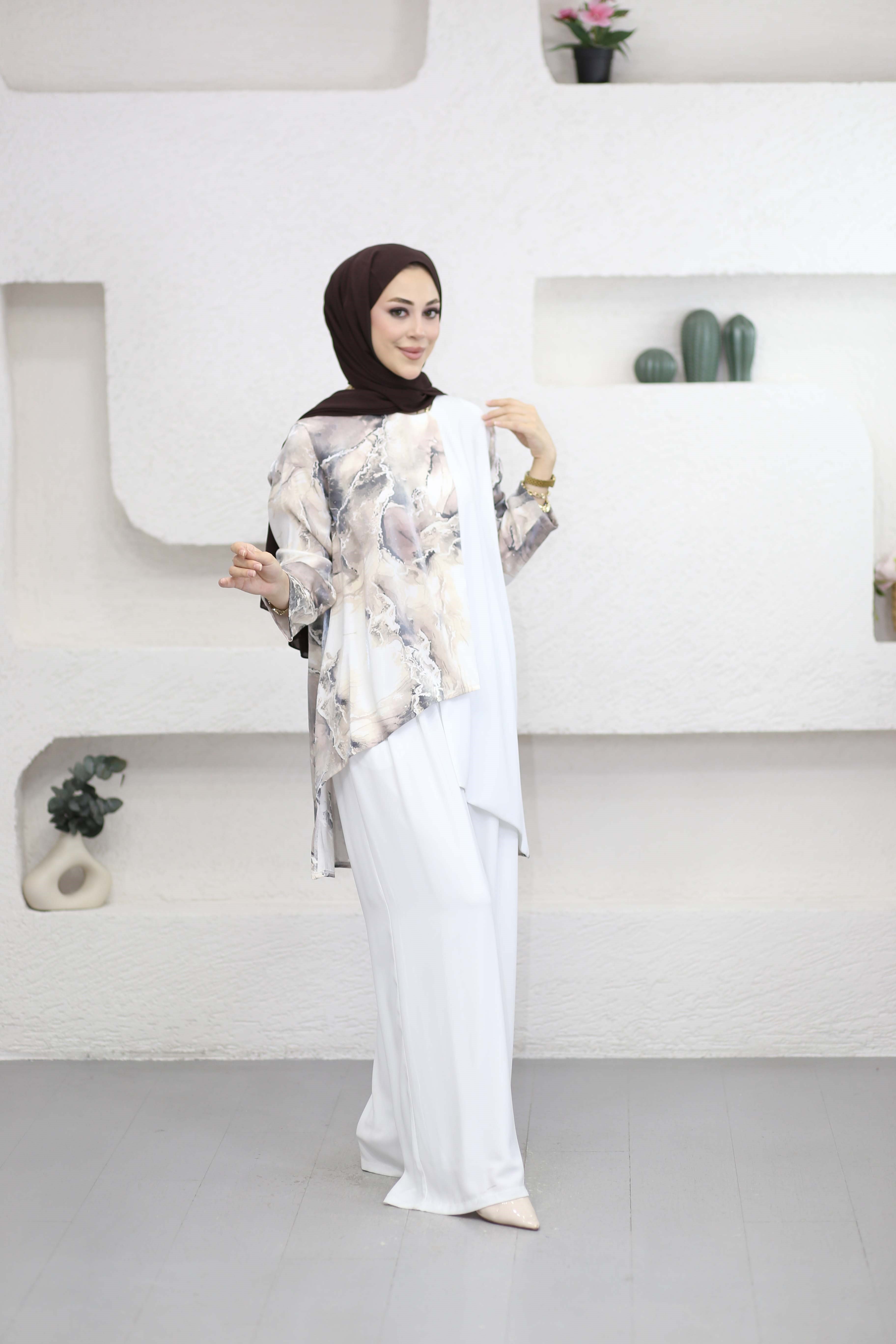 Jade Pantolonlu Takım Beyaz 5011