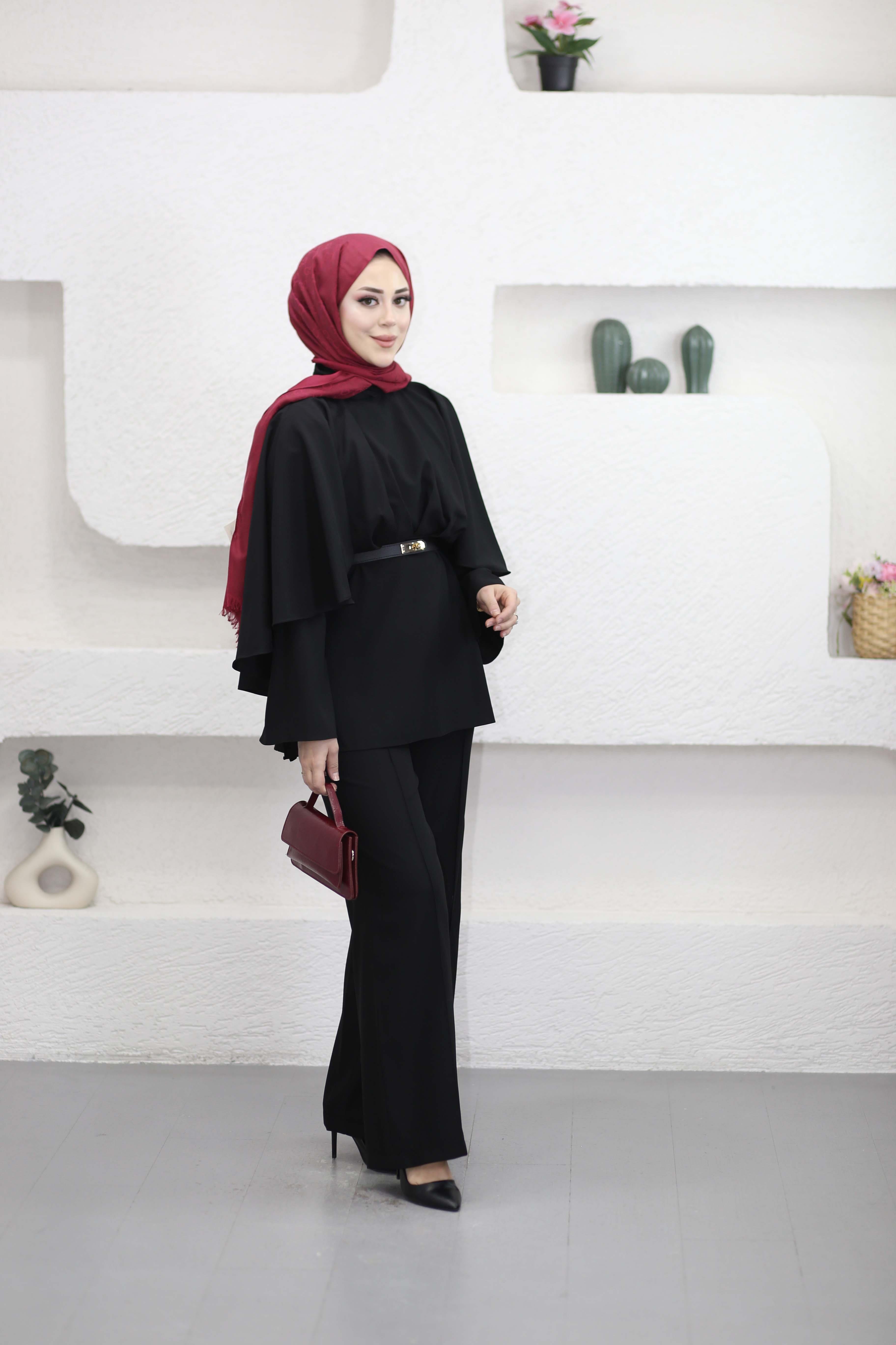 Aysa Pelerinli Takım Siyah 2358