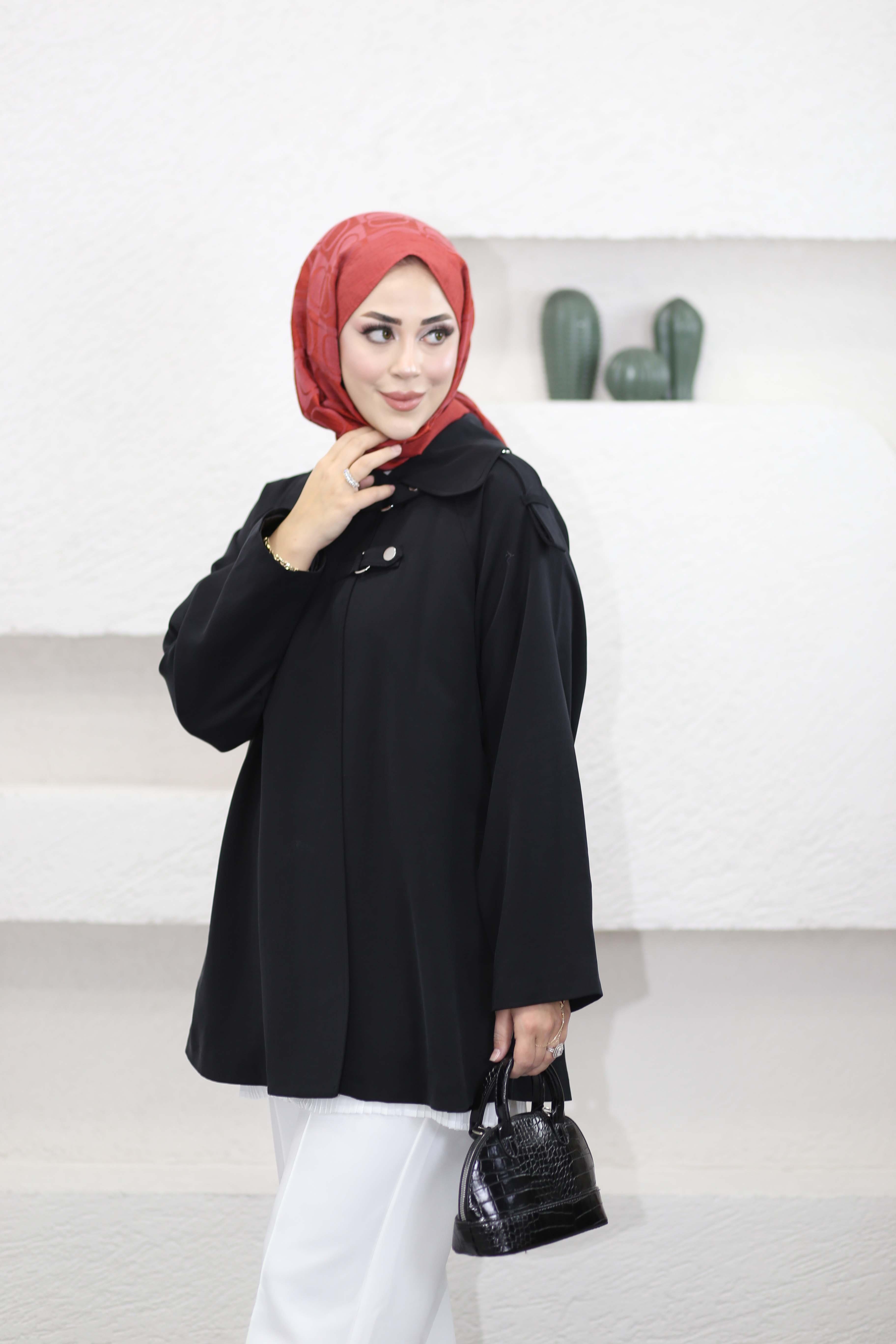 Apoletli Nilla Trençkot Siyah 7093