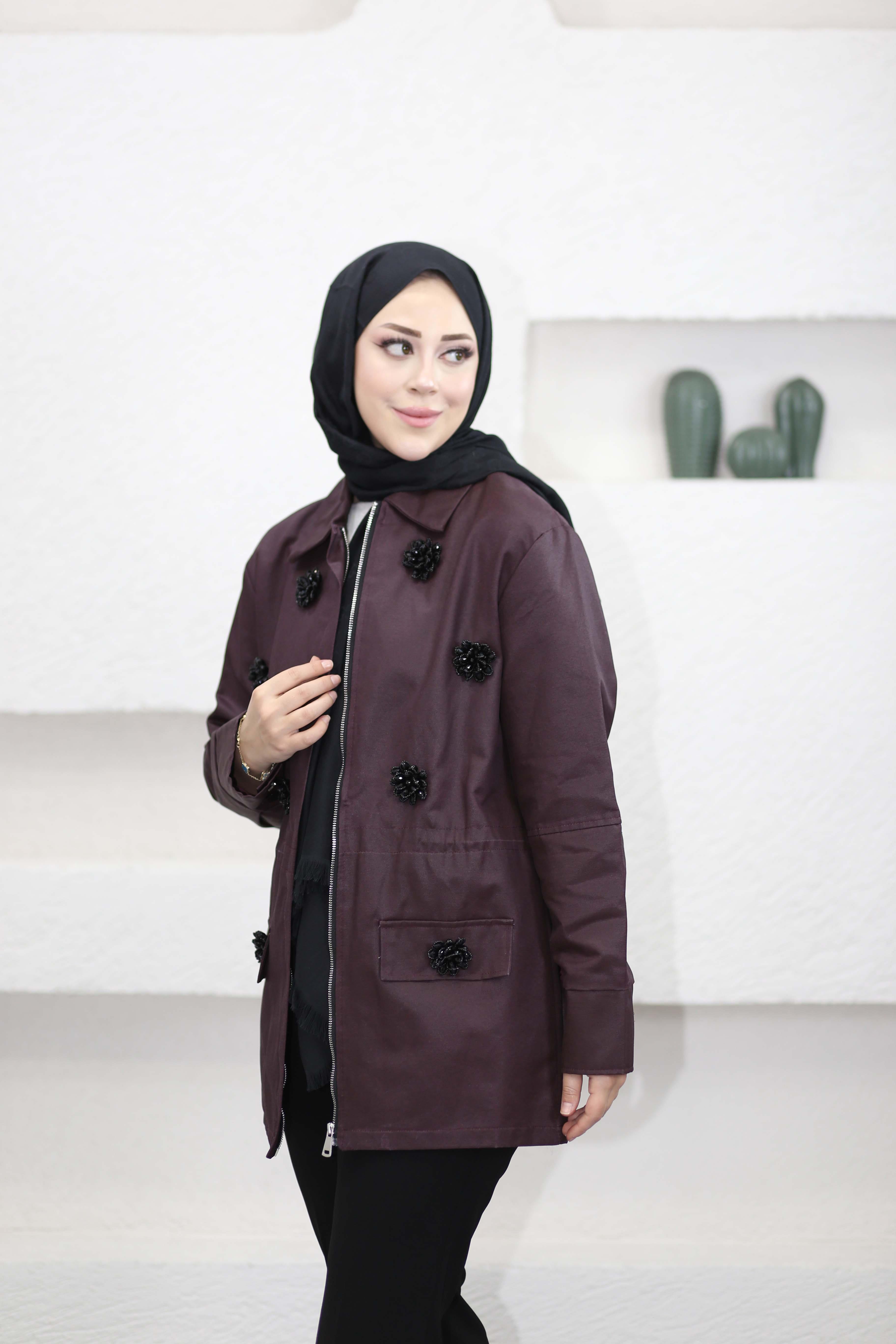 Şakayık Trençkot Bordo 2271