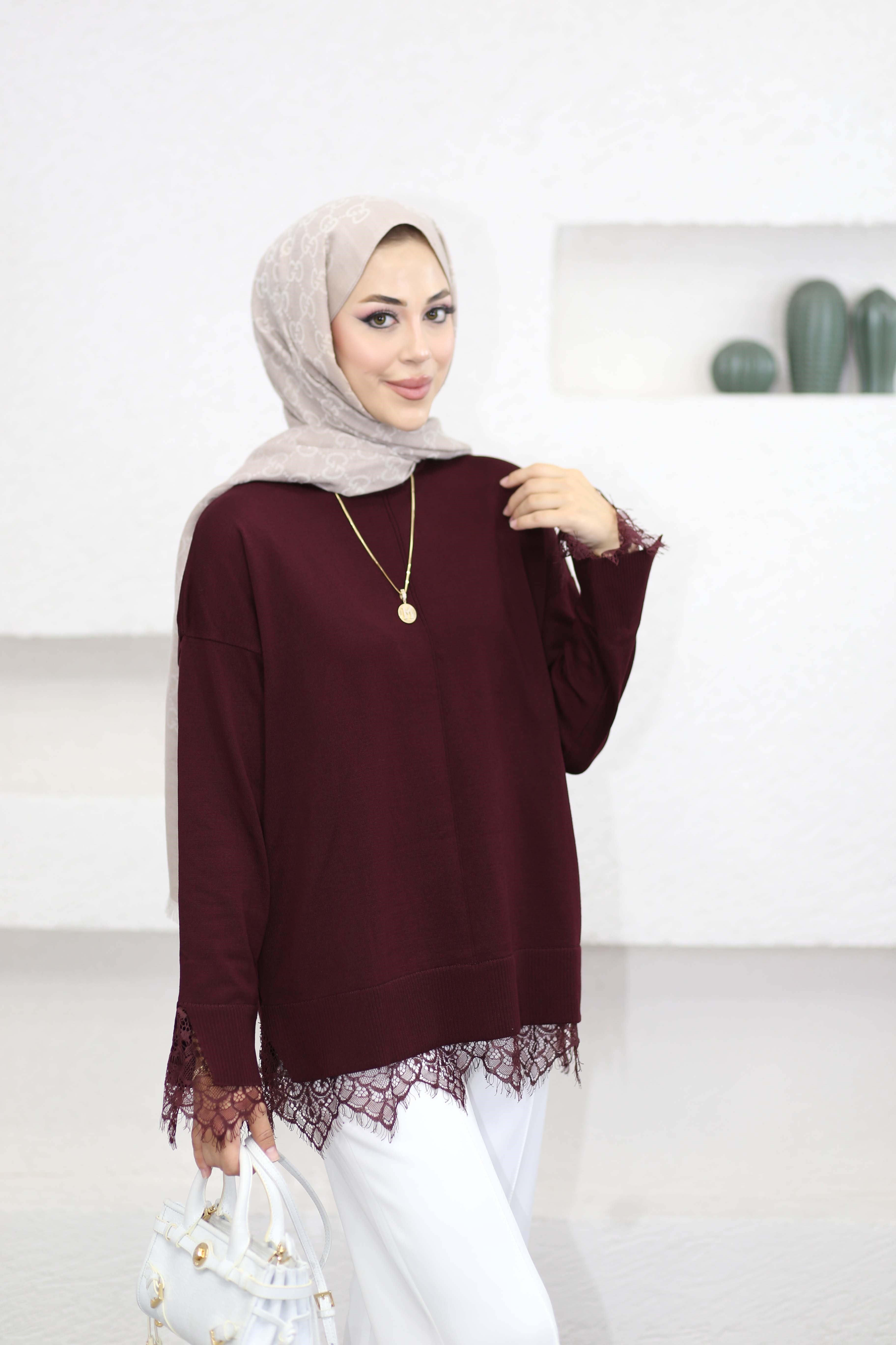 Yellow Triko Tunik Bordo 6122